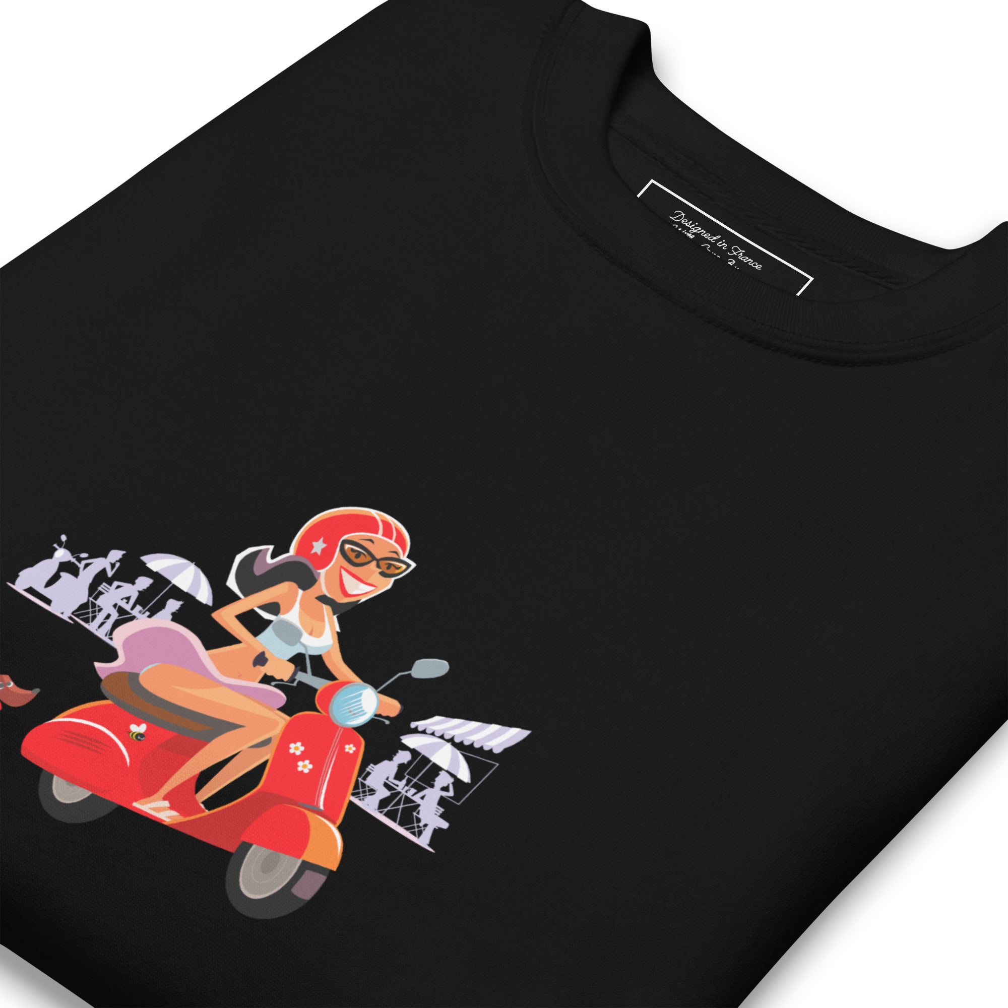Sweatshirt premium unisexe Vespa Girl in St Tropez