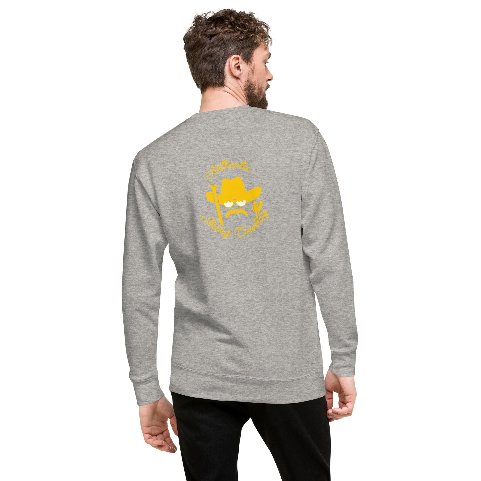 Unisex Premium Sweatshirt Authentic Skiing Cowboy (front & back)
