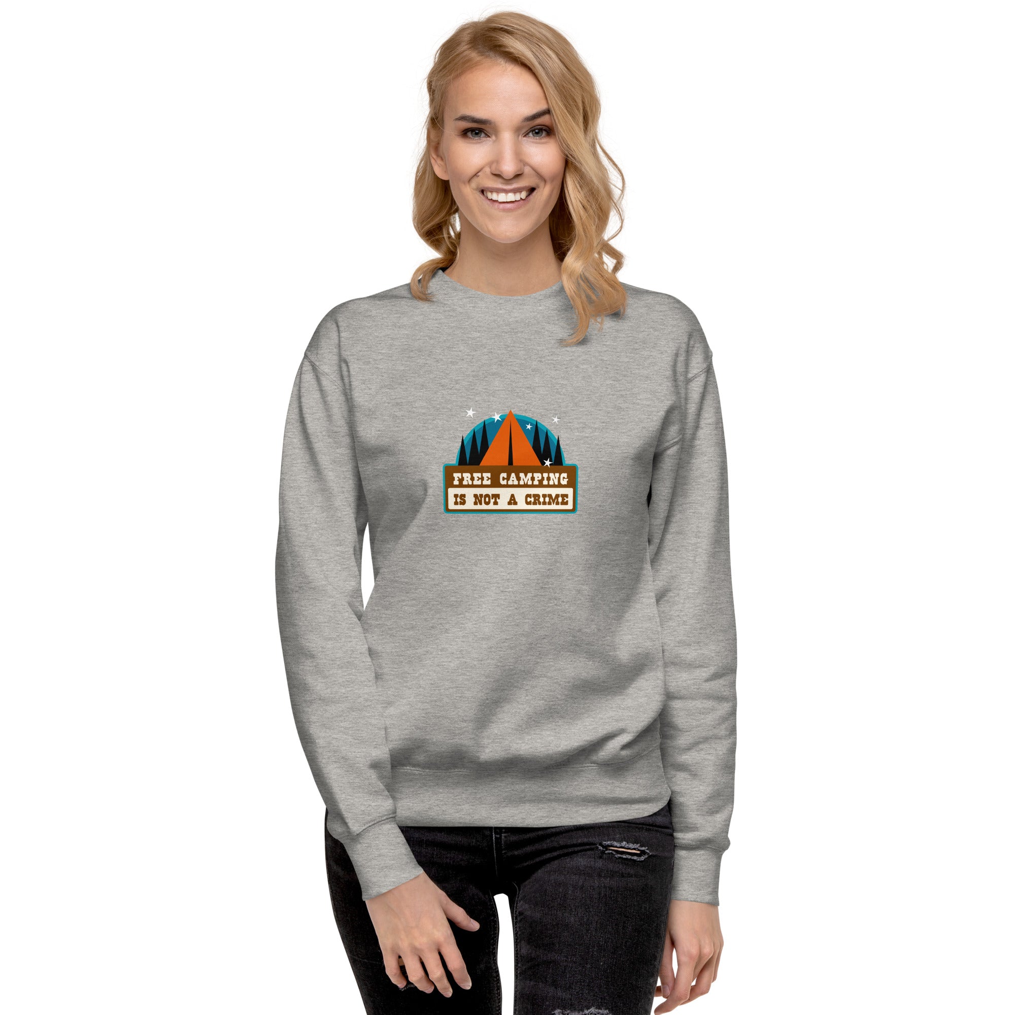 Sweatshirt premium unisexe Free camping is not a crime graphic