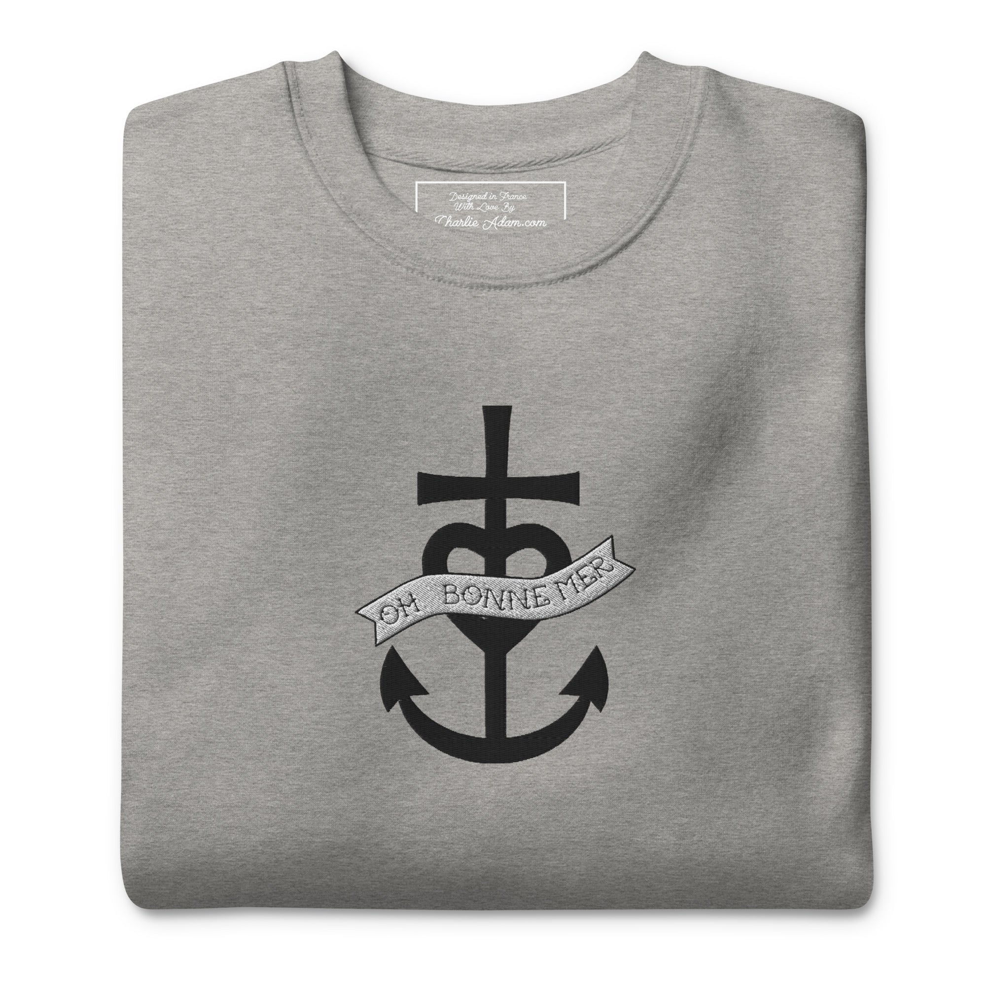 Sweatshirt premium unisexe Oh Bonne Mer 1 grand motif brodé