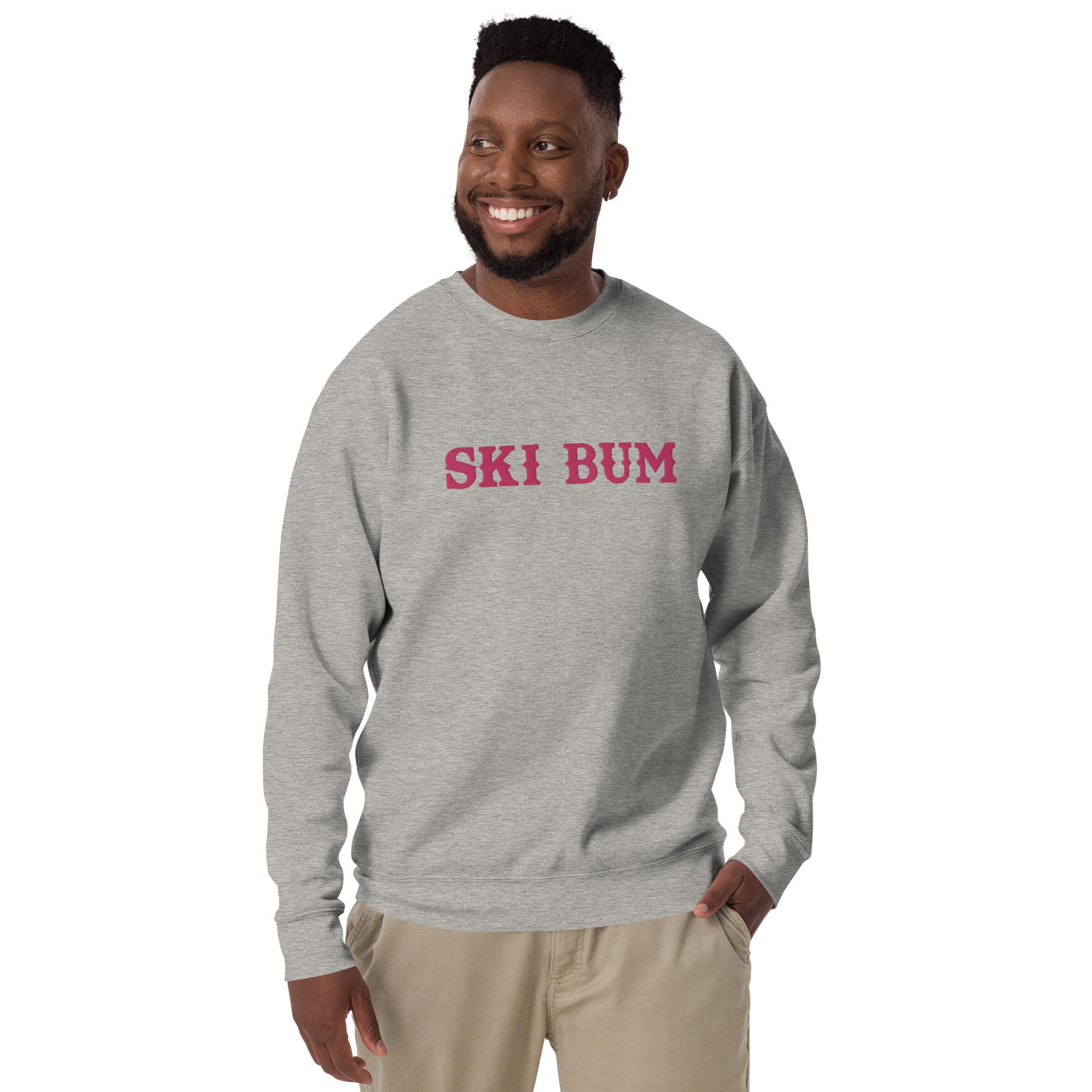 Unisex Premium Sweatshirt Ski Bum Old Flamingo large embroidered pattern