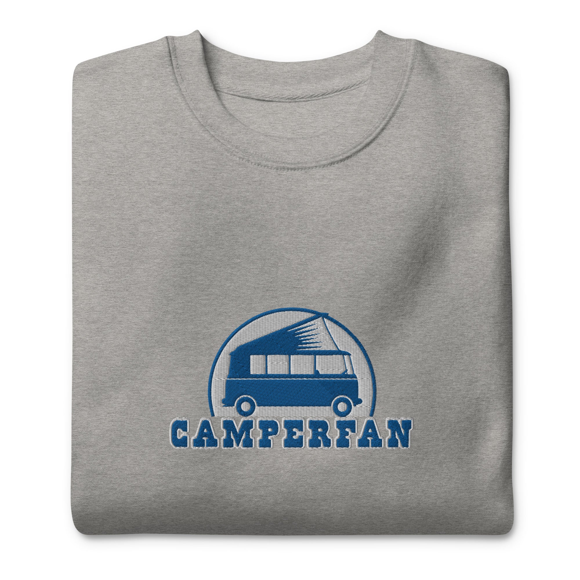 Unisex Premium Sweatshirt Camperfan large blue/white embroidered pattern