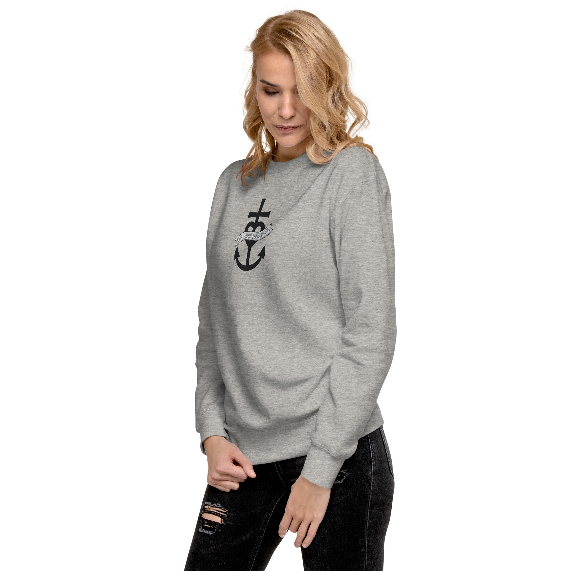 Sweatshirt premium unisexe Oh Bonne Mer 1 grand motif brodé