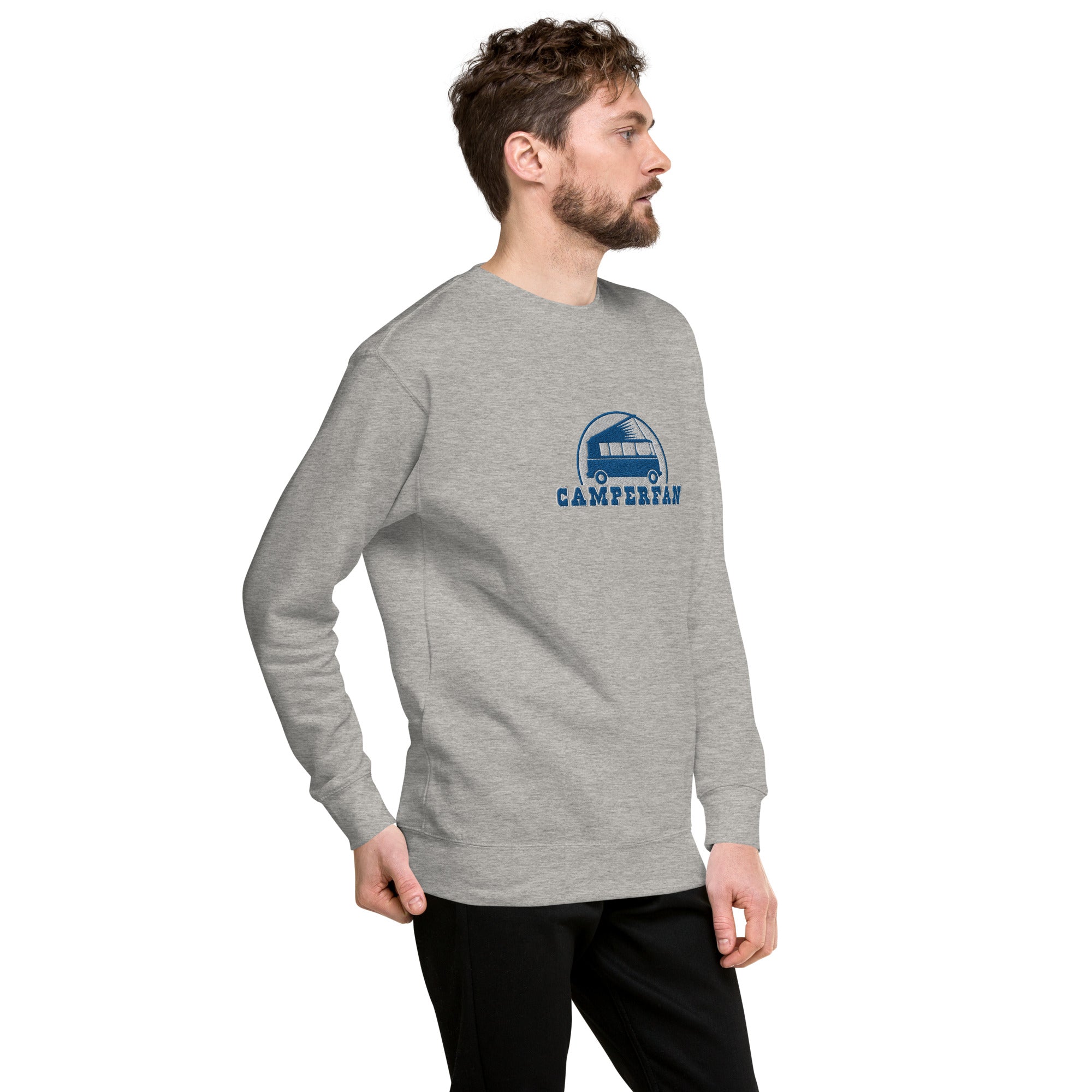 Unisex Premium Sweatshirt Camperfan large blue/white embroidered pattern