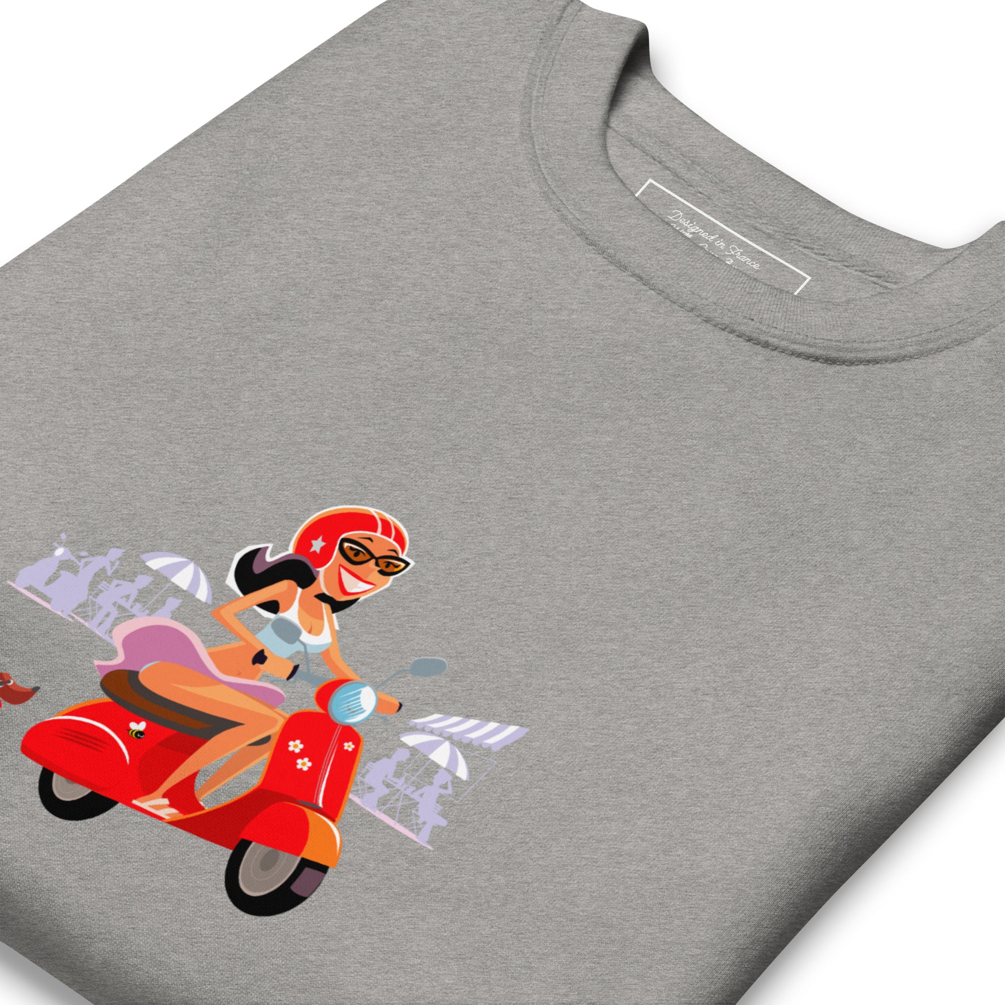 Sweatshirt premium unisexe Vespa Girl in St Tropez