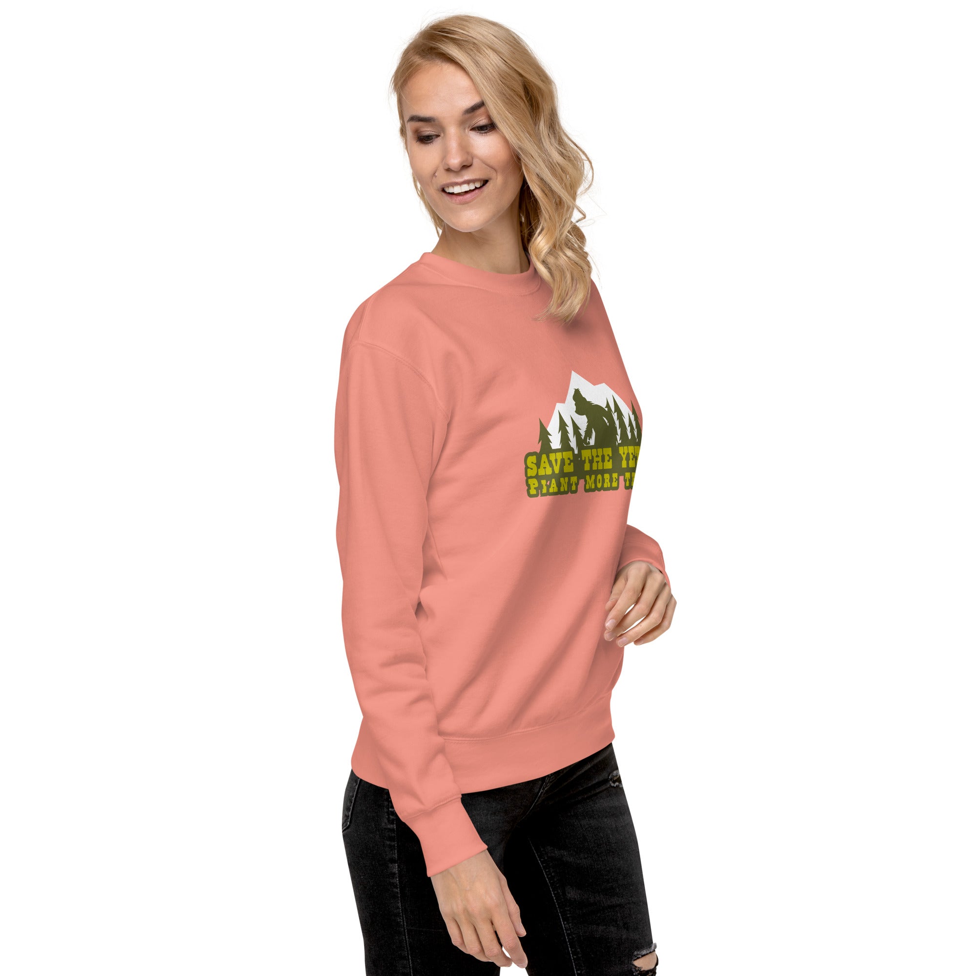 Unisex Premium Sweatshirt Save the Yetis, Plant more Trees