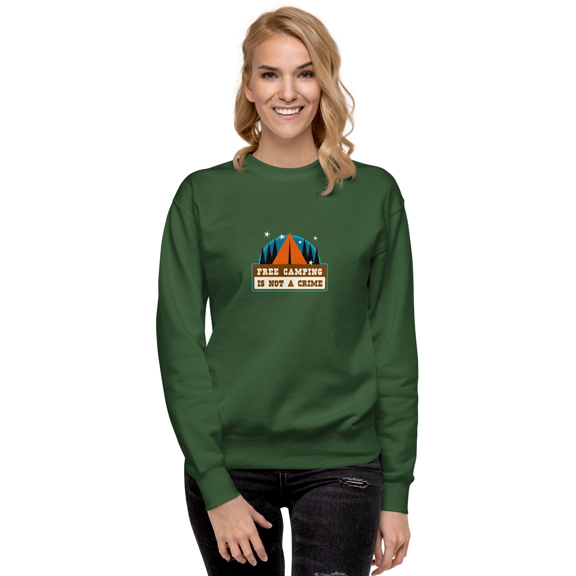 Sweatshirt premium unisexe Free camping is not a crime graphic
