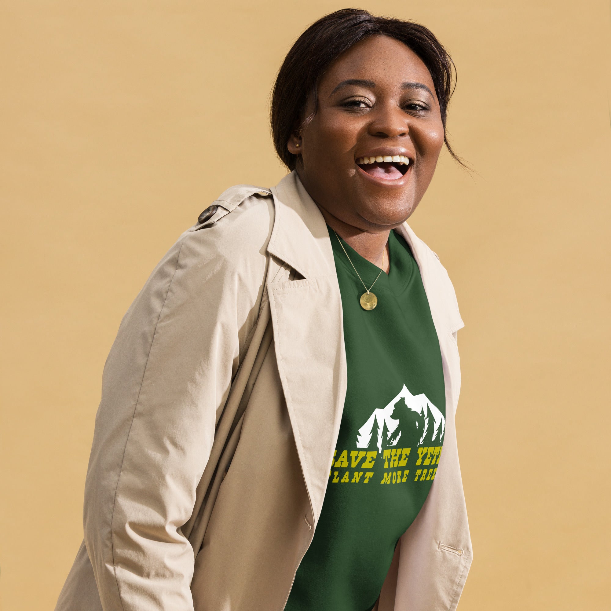 Sweatshirt premium unisexe Save the Yetis, Plant more Trees sur couleurs foncées