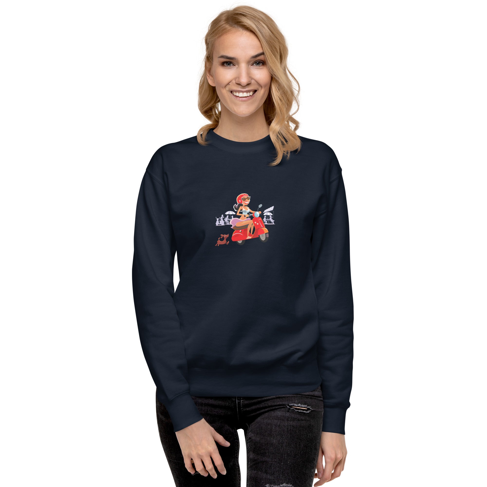 Sweatshirt premium unisexe Vespa Girl in St Tropez