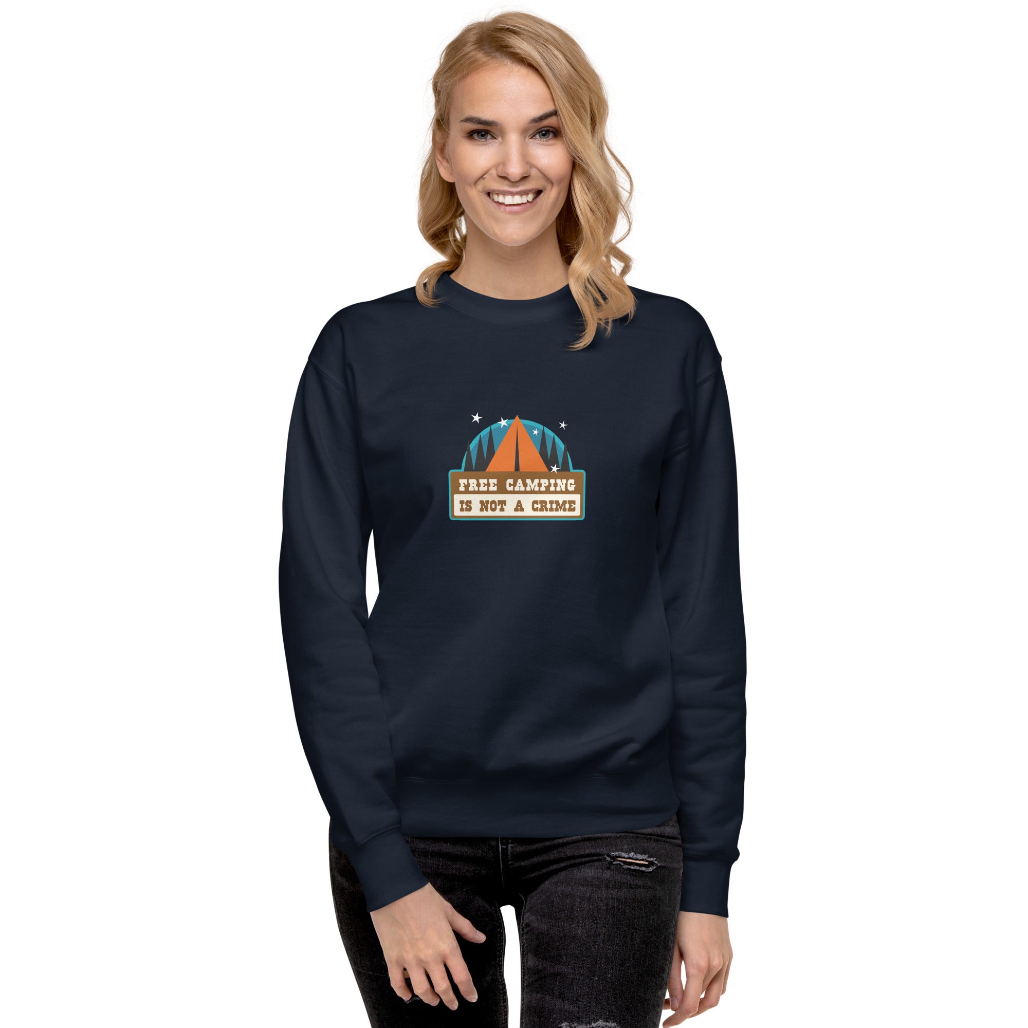 Sweatshirt premium unisexe Free camping is not a crime graphic