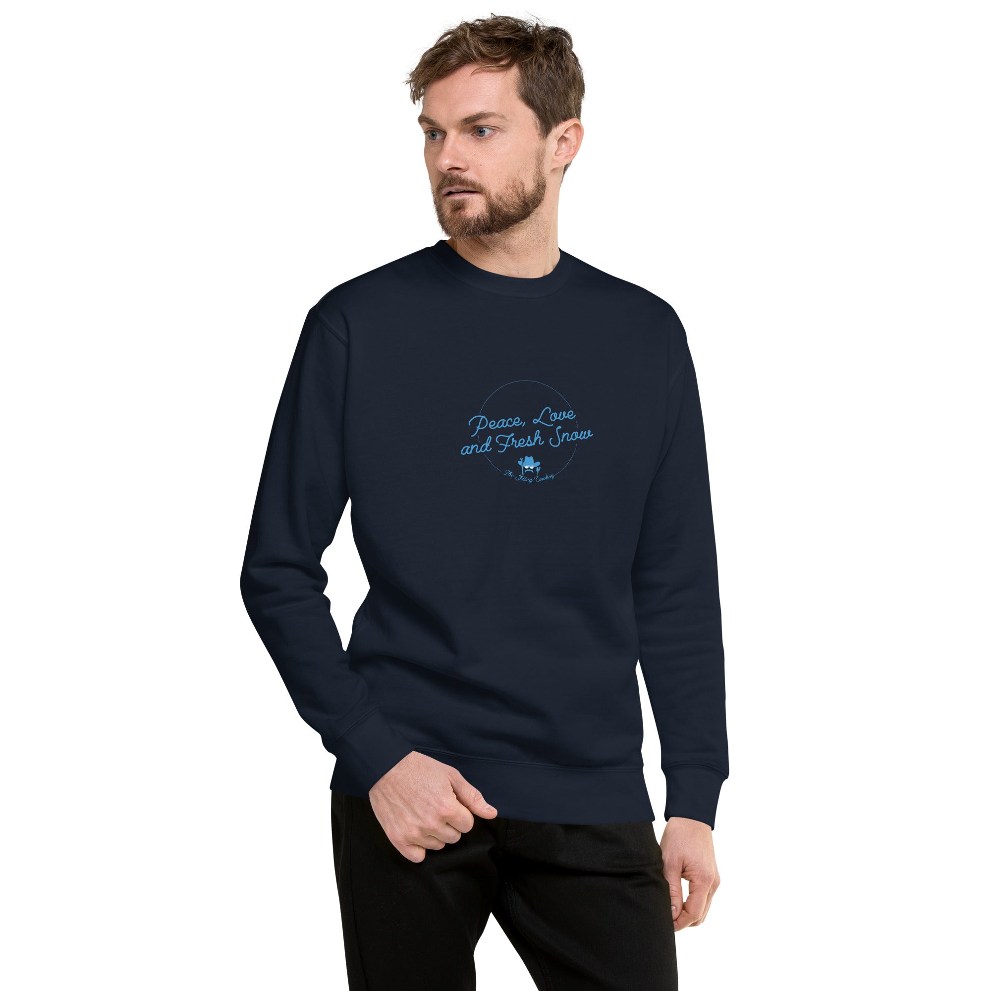 Unisex Premium Sweatshirt Peace, Love and Fresh Snow