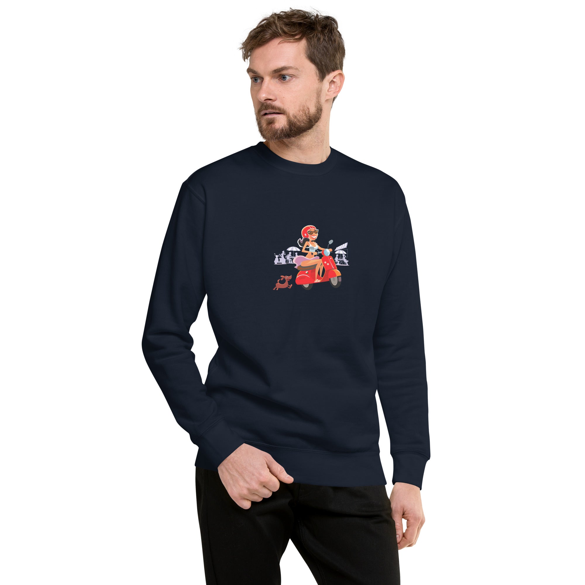 Sweatshirt premium unisexe Vespa Girl in St Tropez
