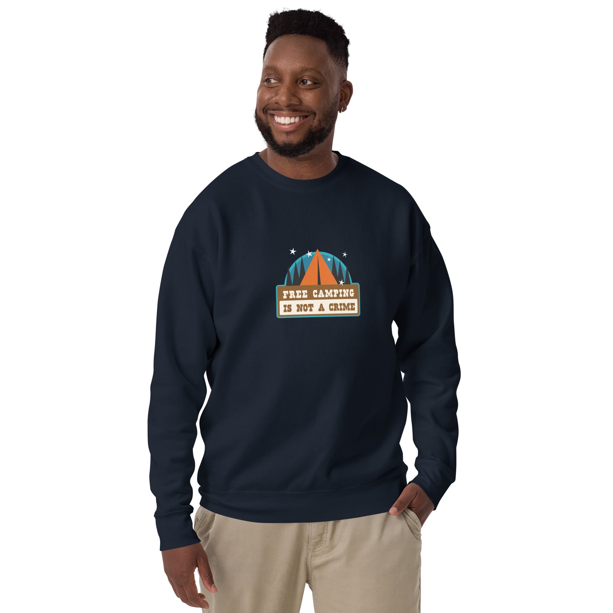 Sweatshirt premium unisexe Free camping is not a crime graphic