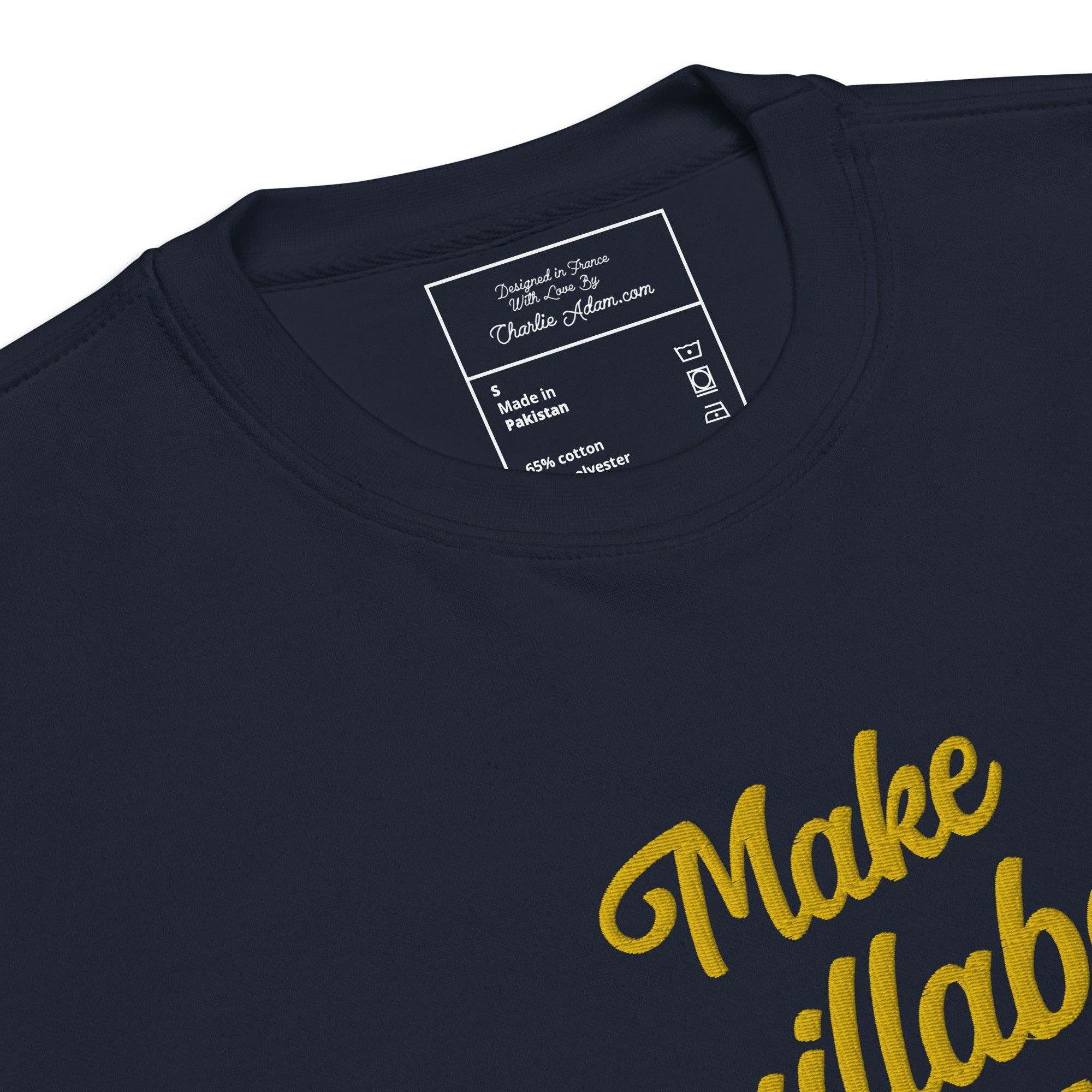 Sweatshirt premium unisexe Make Bouillabaisse Not War grand motif brodé