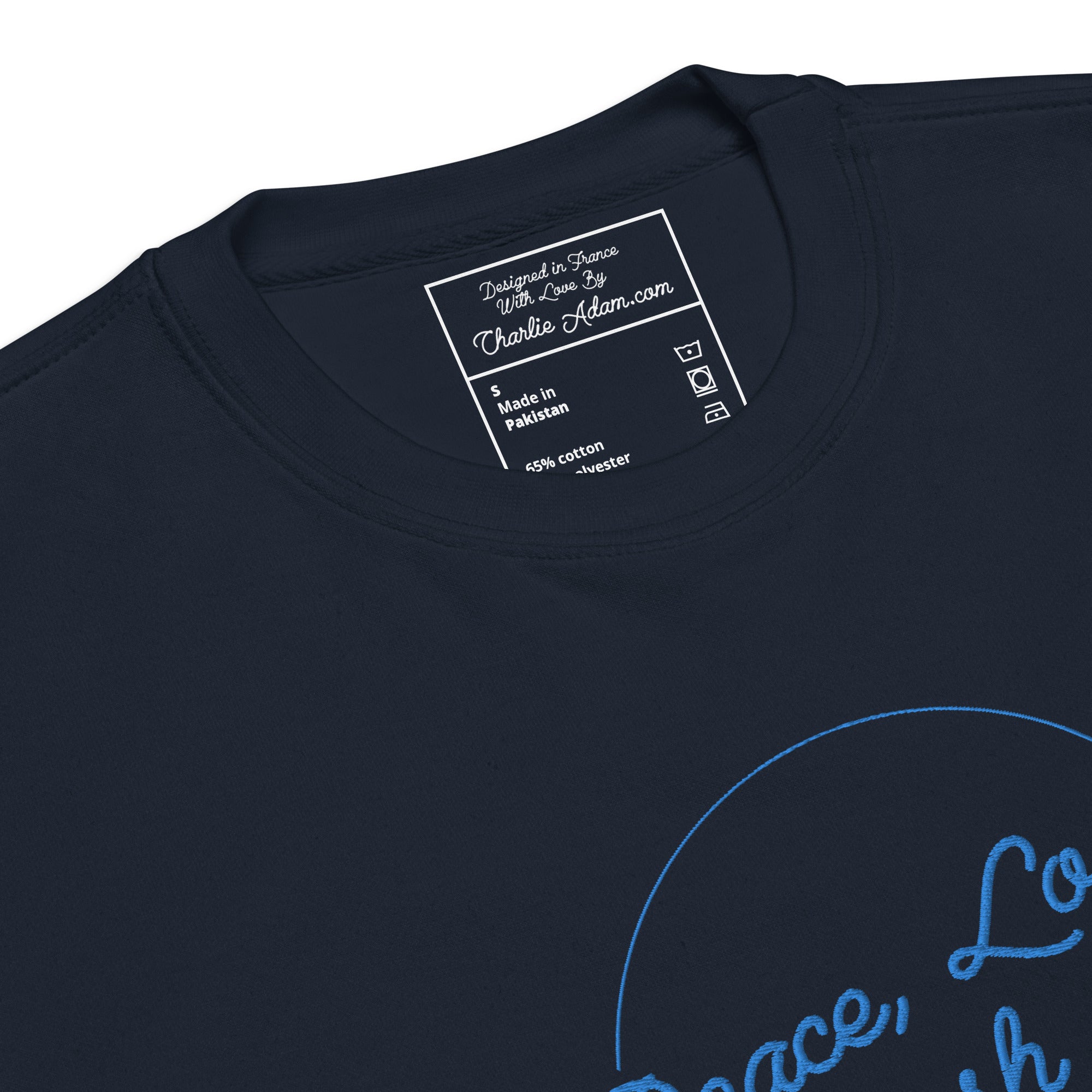 Sweatshirt premium unisexe Peace, Love and Fresh Snow brodé