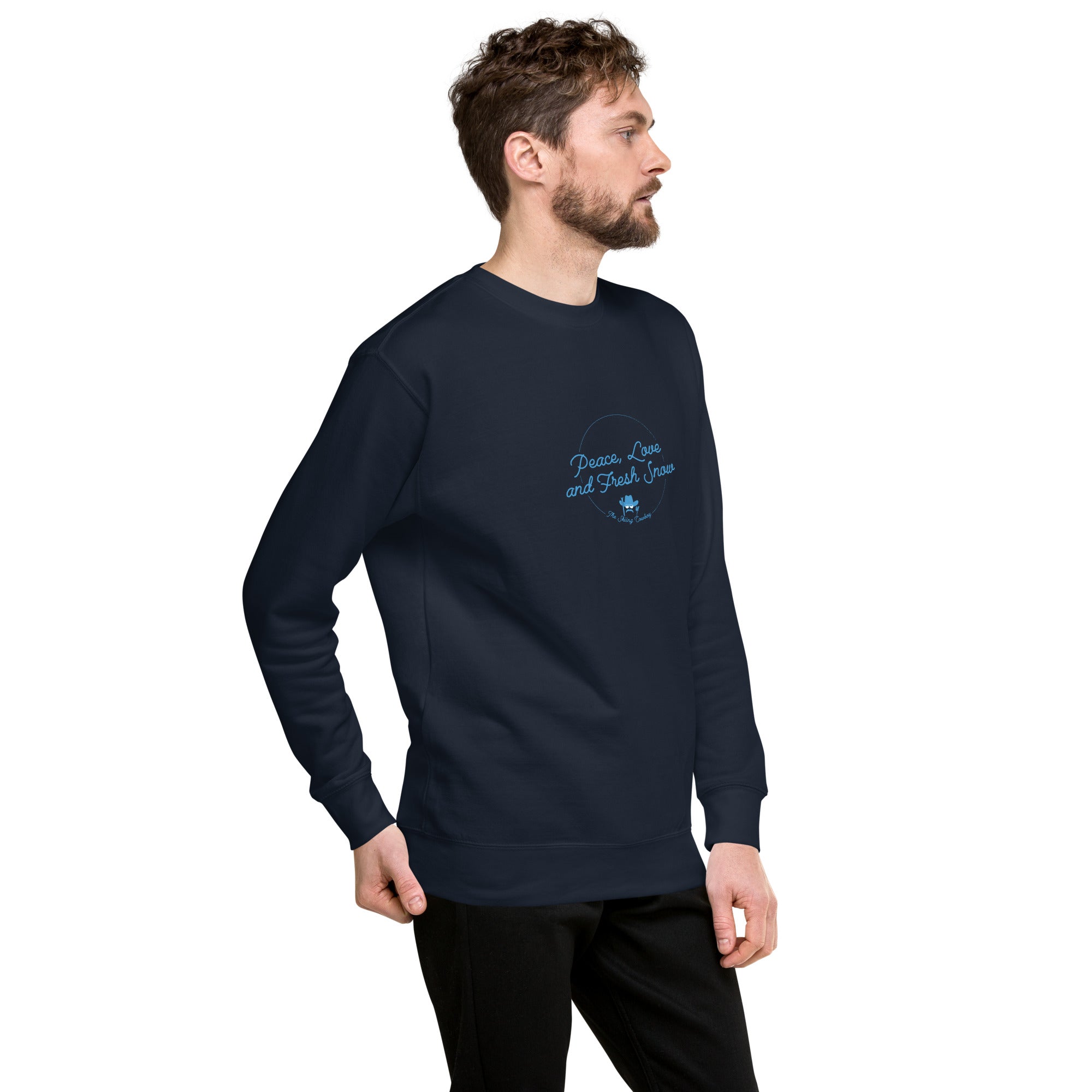 Unisex Premium Sweatshirt Peace, Love and Fresh Snow
