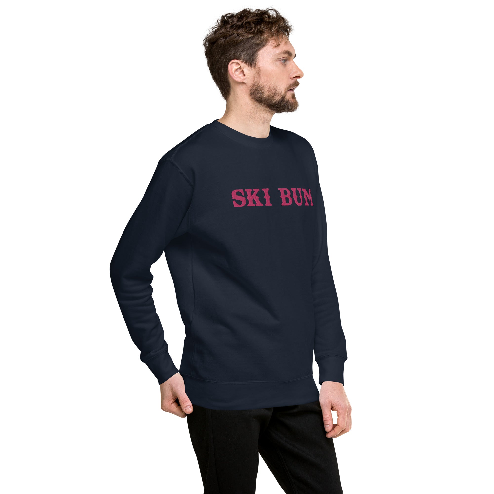 Unisex Premium Sweatshirt Ski Bum Old Flamingo large embroidered pattern
