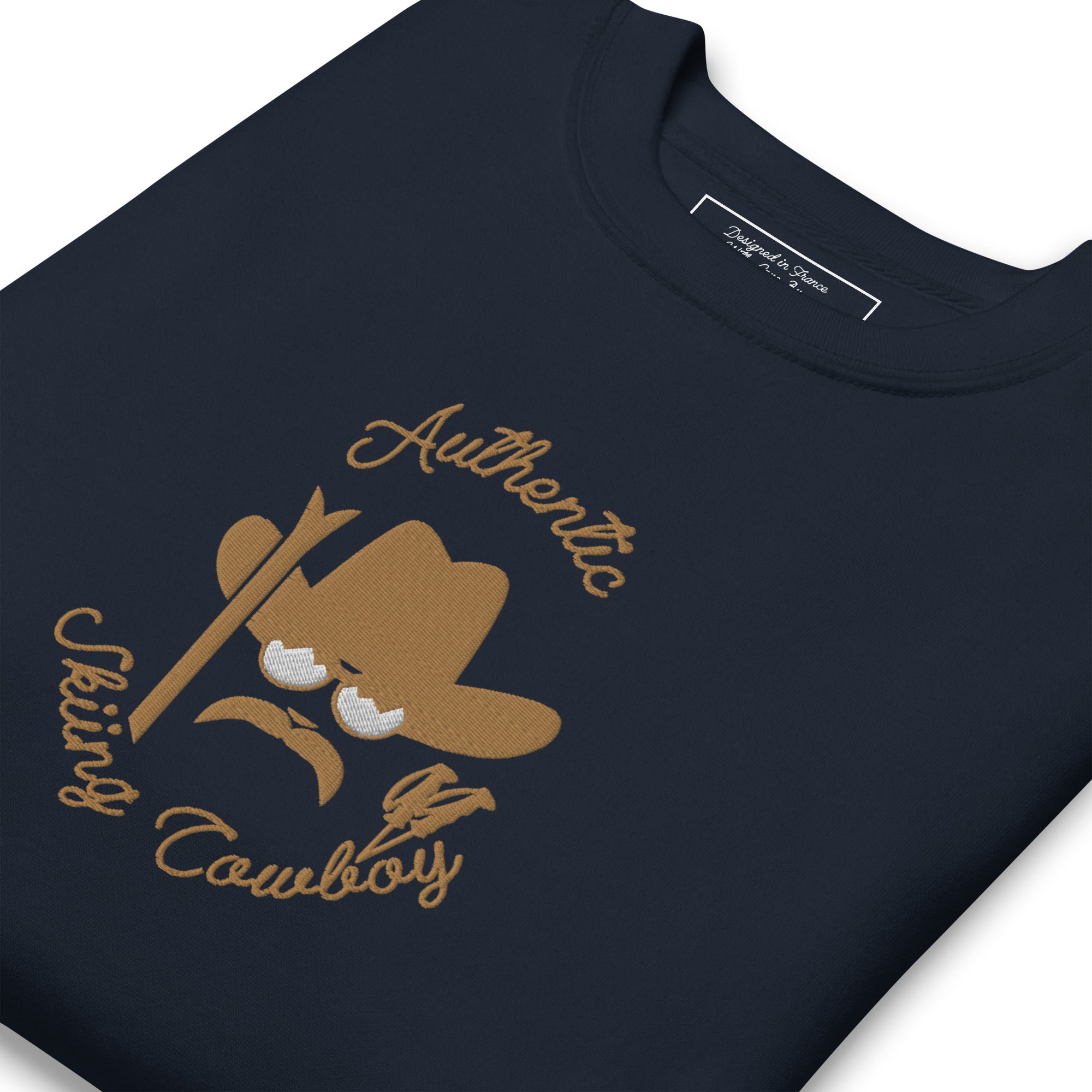 Unisex Premium Sweatshirt Authentic Skiing Cowboy large embroidered pattern