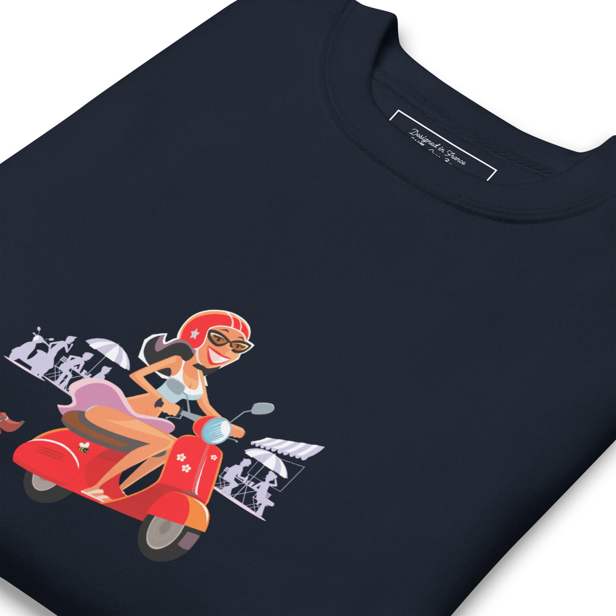 Sweatshirt premium unisexe Vespa Girl in St Tropez