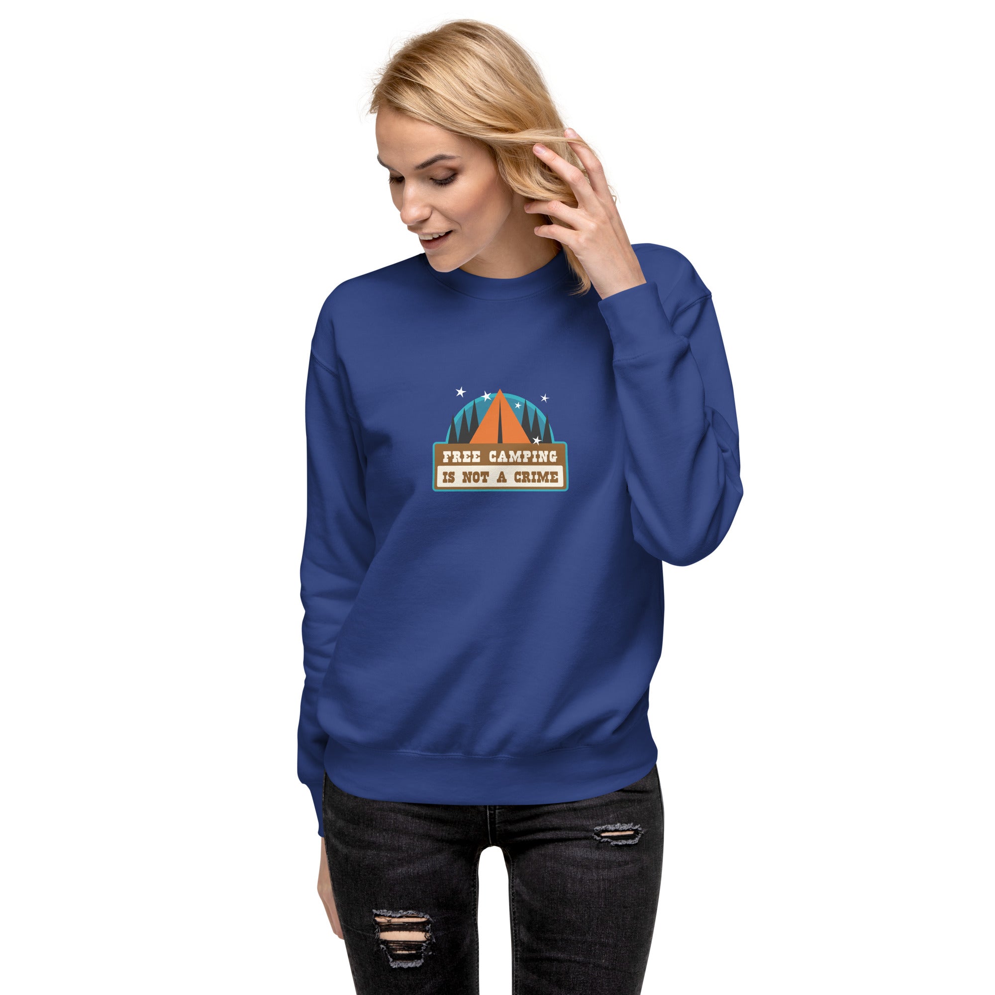 Sweatshirt premium unisexe Free camping is not a crime graphic