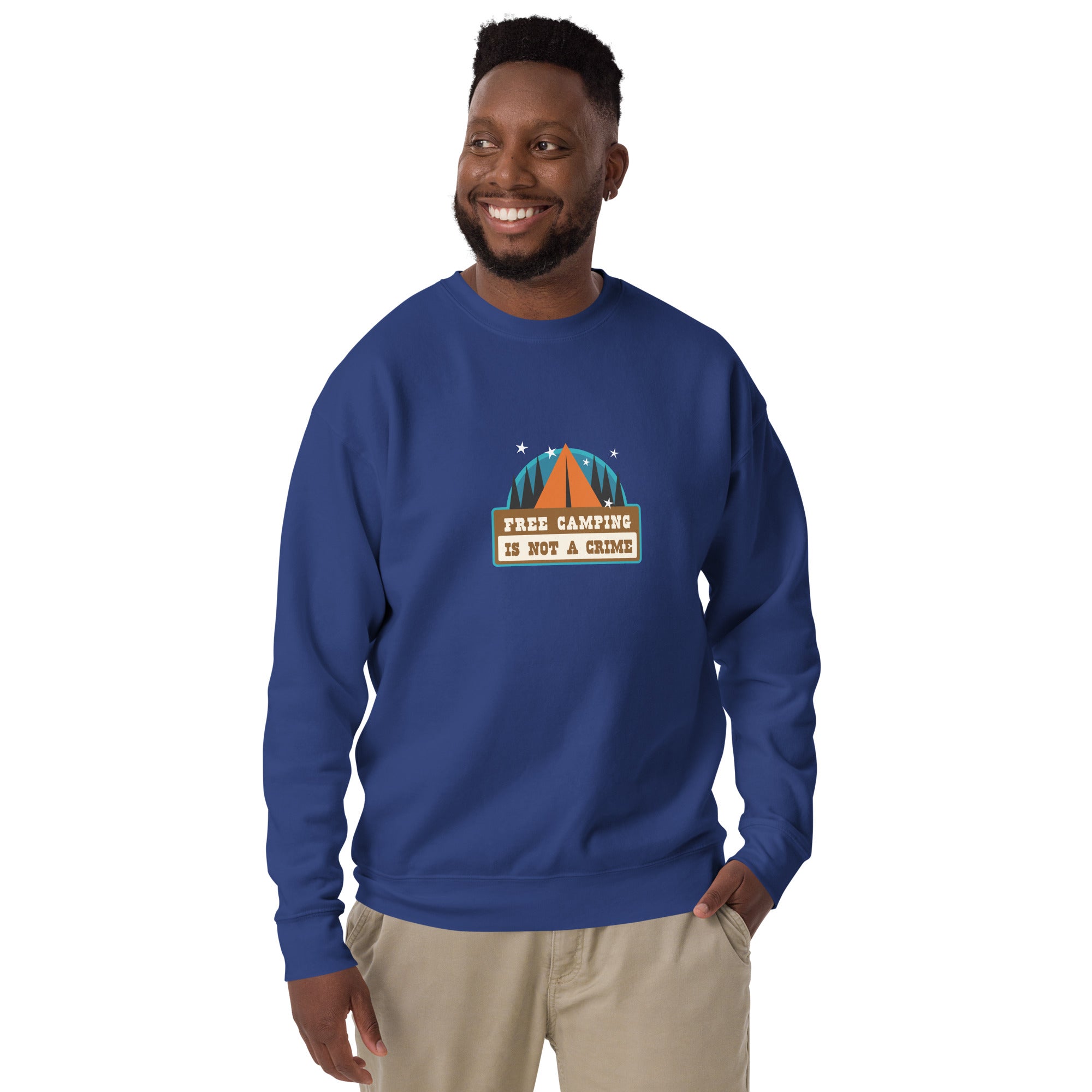 Sweatshirt premium unisexe Free camping is not a crime graphic