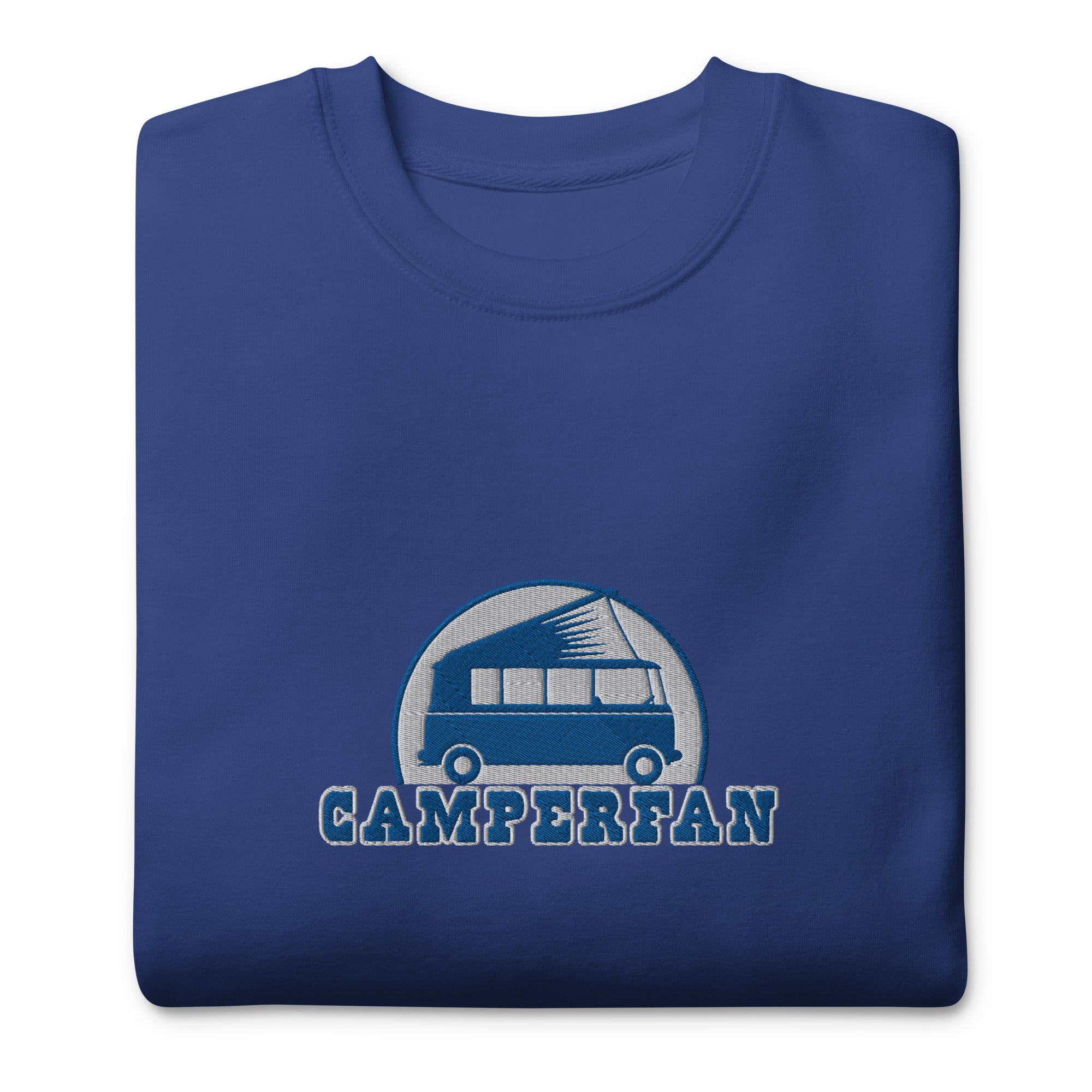 Unisex Premium Sweatshirt Camperfan large blue/white embroidered pattern