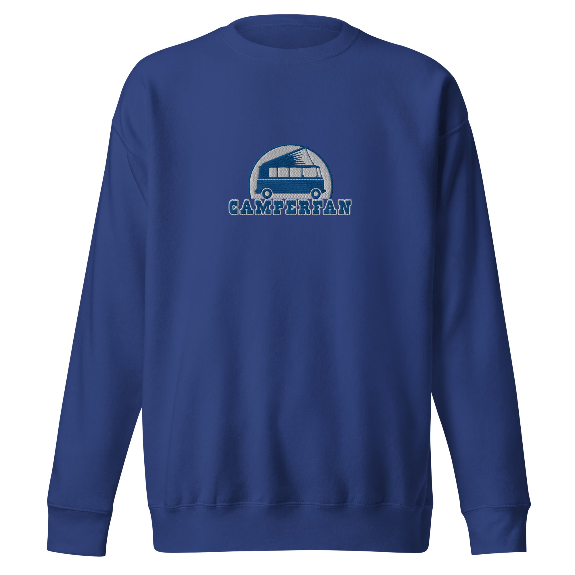 Unisex Premium Sweatshirt Camperfan large blue/white embroidered pattern