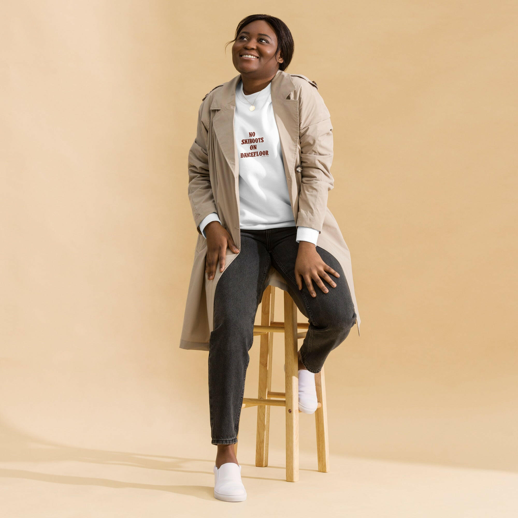 Unisex Premium Sweatshirt No Skiboots on Dancefloor dark text