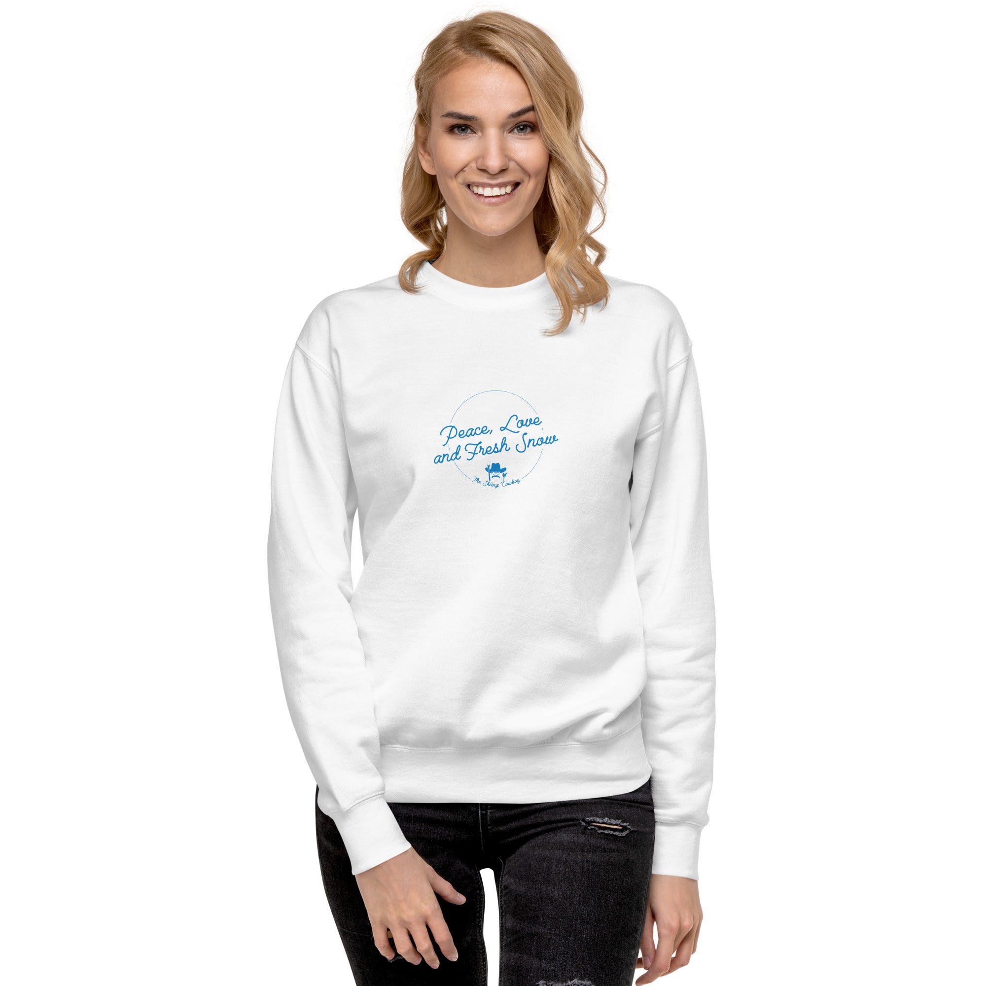 Unisex Premium Sweatshirt Peace, Love and Fresh Snow