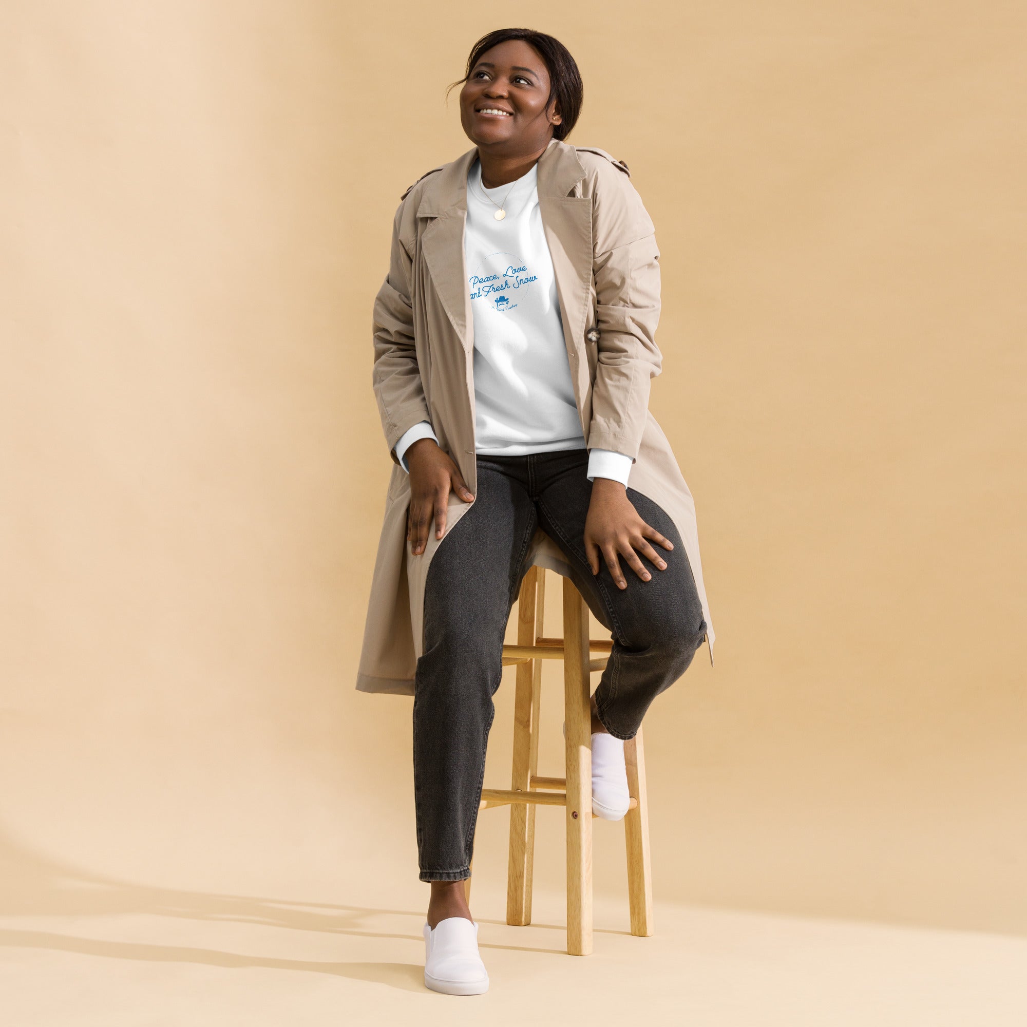 Unisex Premium Sweatshirt Peace, Love and Fresh Snow