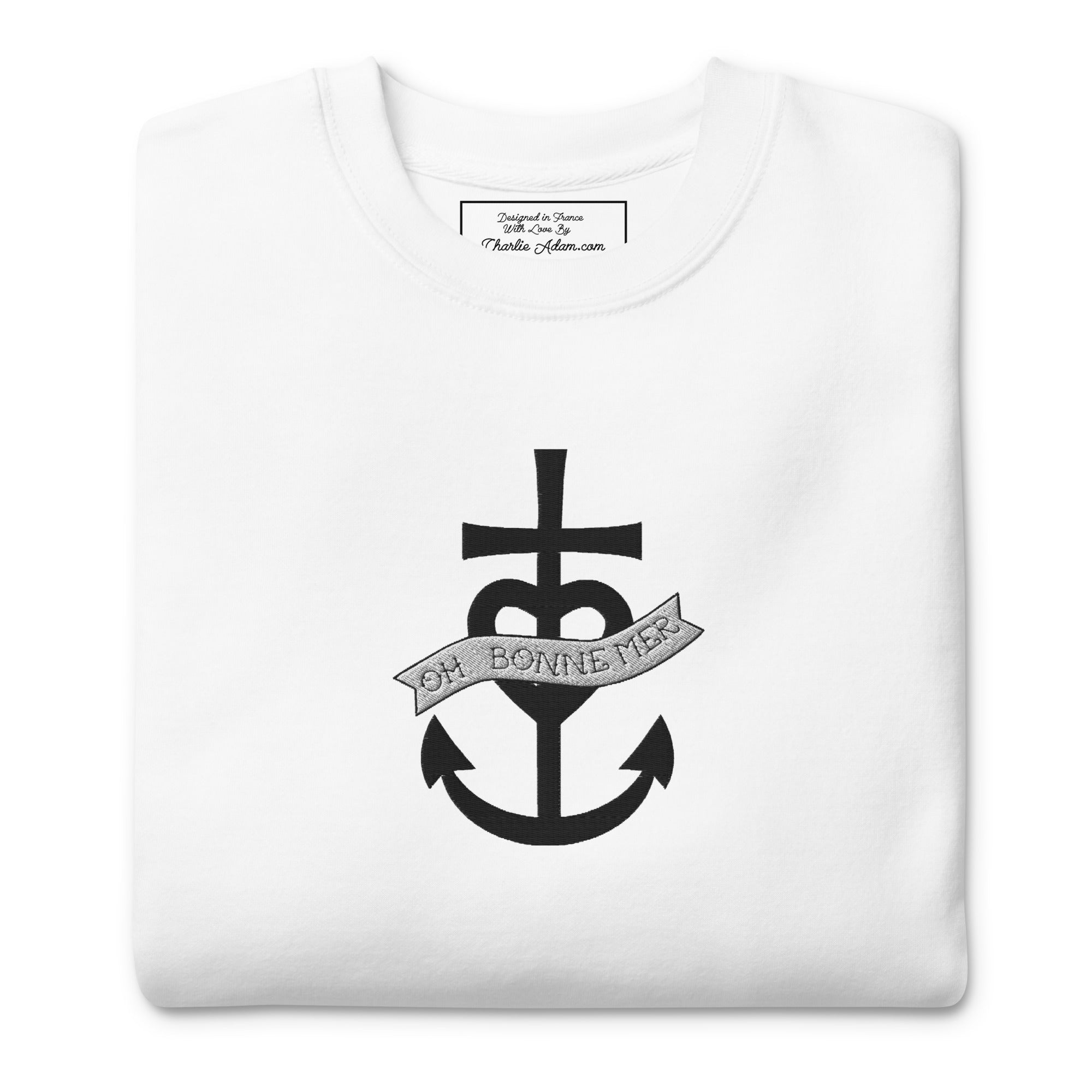 Sweatshirt premium unisexe Oh Bonne Mer 1 grand motif brodé
