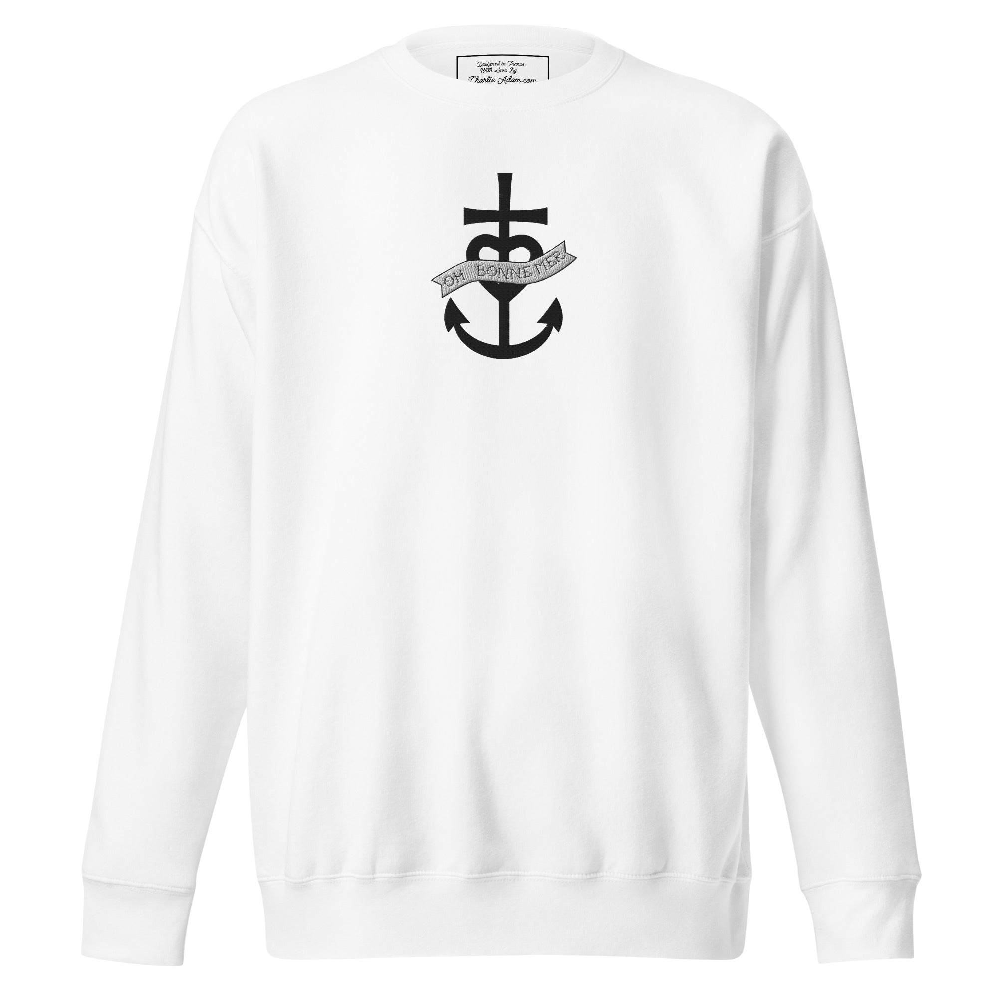 Sweatshirt premium unisexe Oh Bonne Mer 1 grand motif brodé
