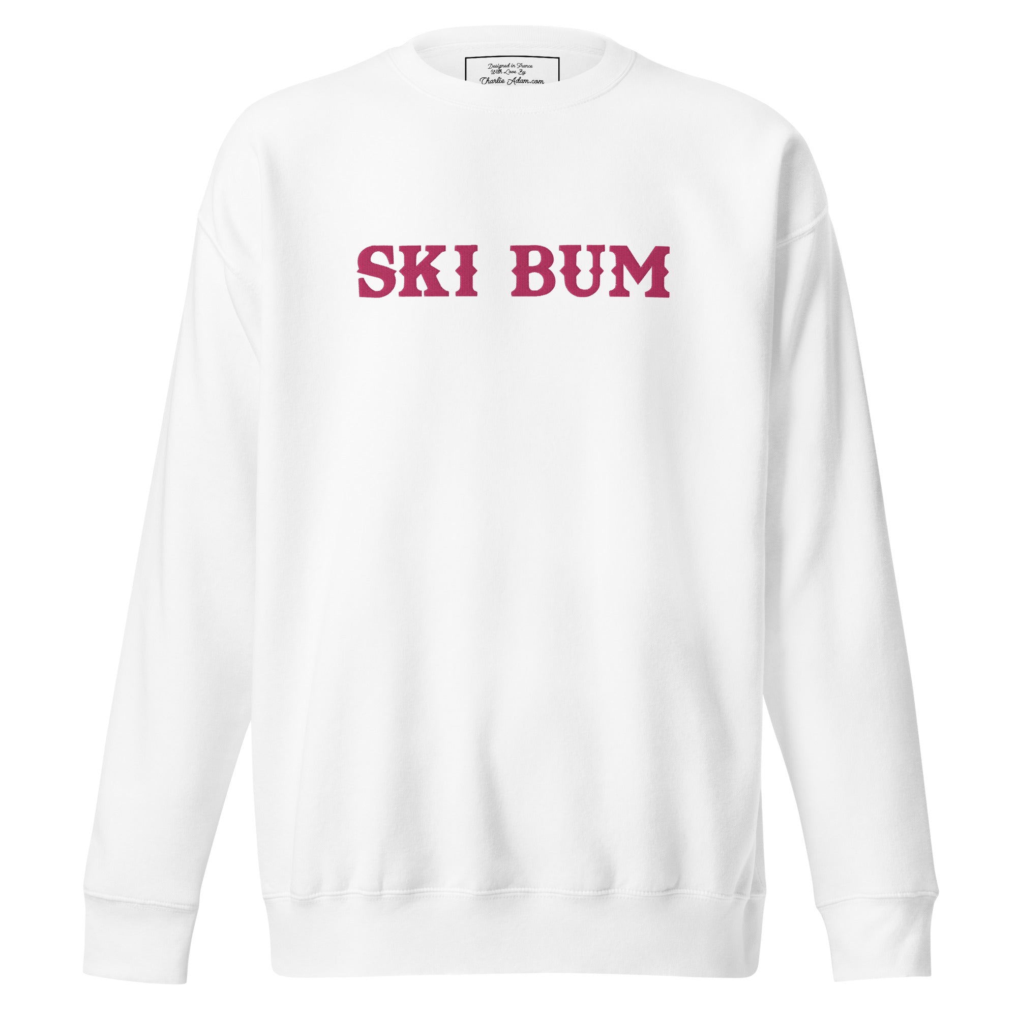Unisex Premium Sweatshirt Ski Bum Old Flamingo large embroidered pattern