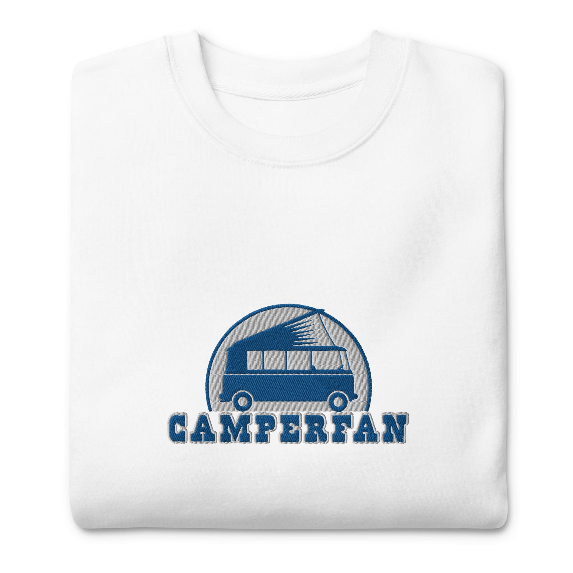 Unisex Premium Sweatshirt Camperfan large blue/white embroidered pattern