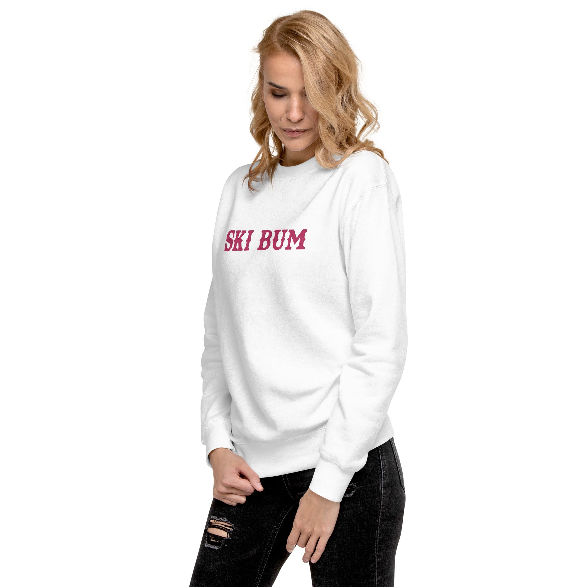 Unisex Premium Sweatshirt Ski Bum Old Flamingo large embroidered pattern