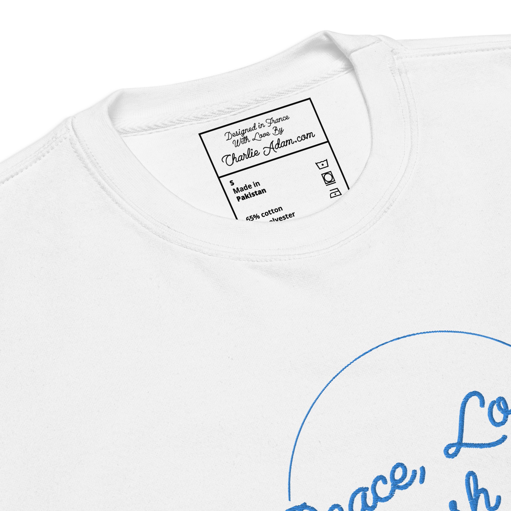 Sweatshirt premium unisexe Peace, Love and Fresh Snow brodé