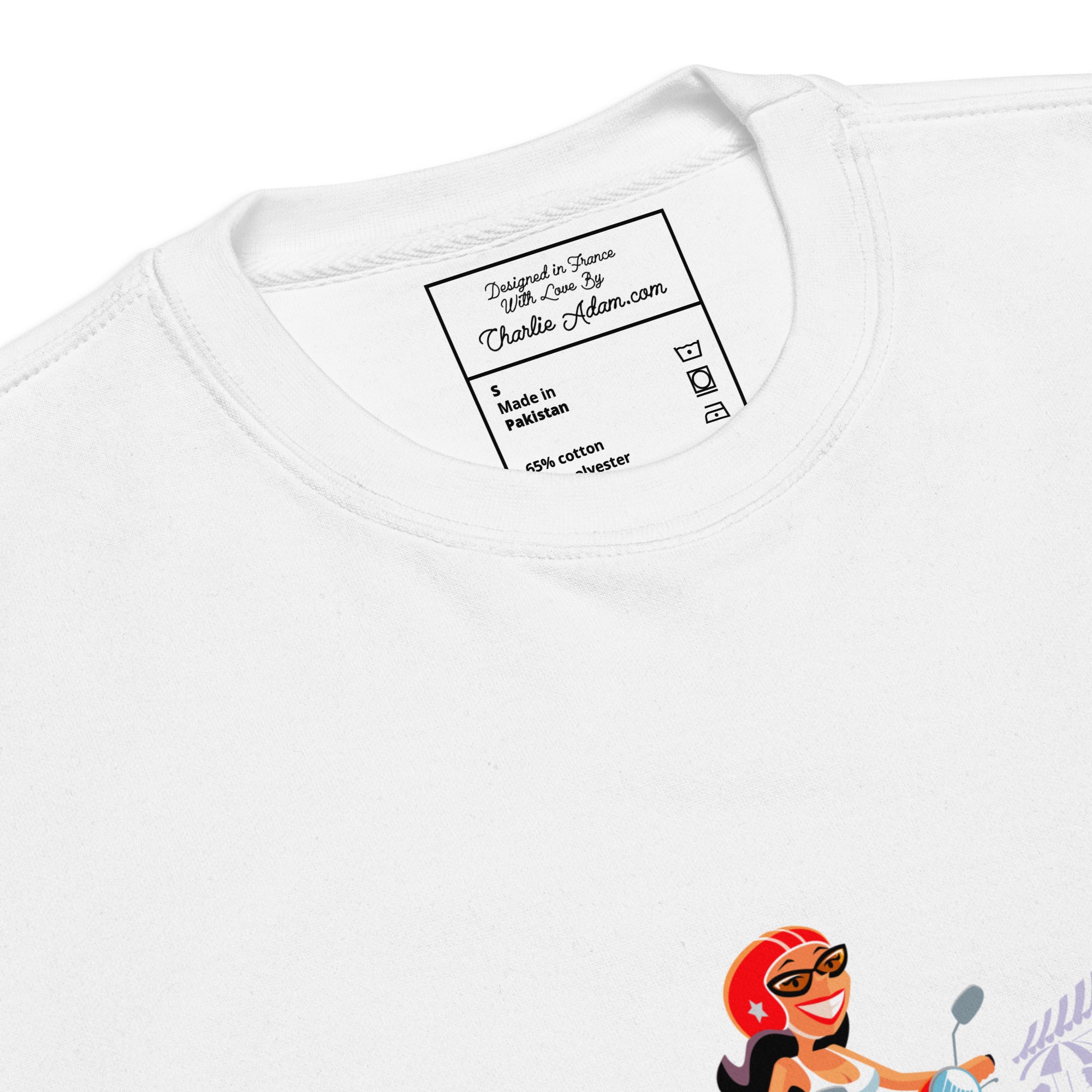 Sweatshirt premium unisexe Vespa Girl in St Tropez