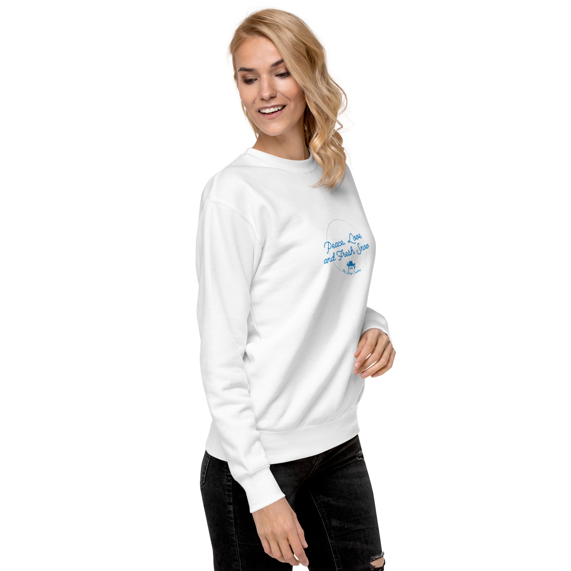 Unisex Premium Sweatshirt Peace, Love and Fresh Snow