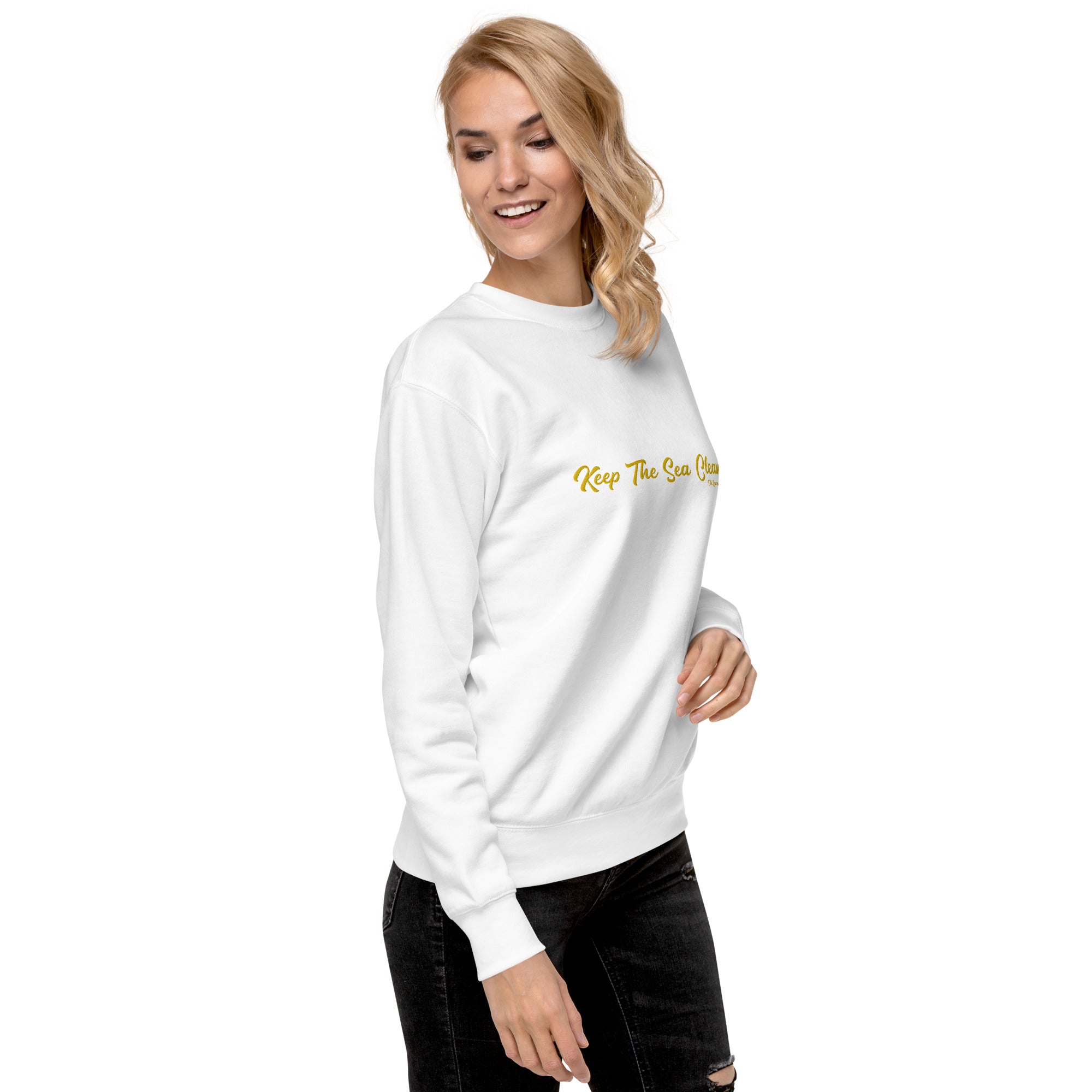 Unisex Premium Sweatshirt Keep The Sea Clean large embroidered pattern