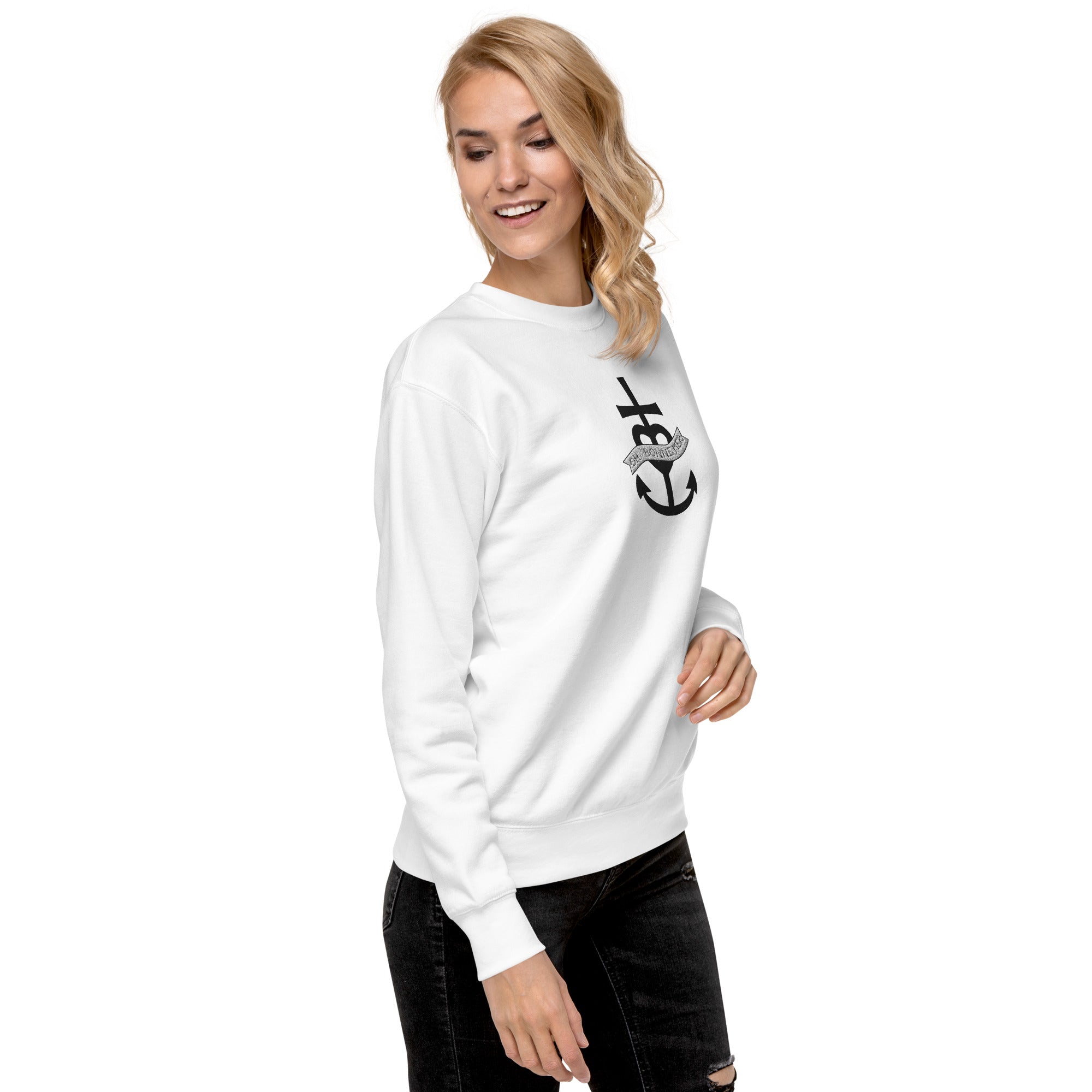 Sweatshirt premium unisexe Oh Bonne Mer 1 grand motif brodé