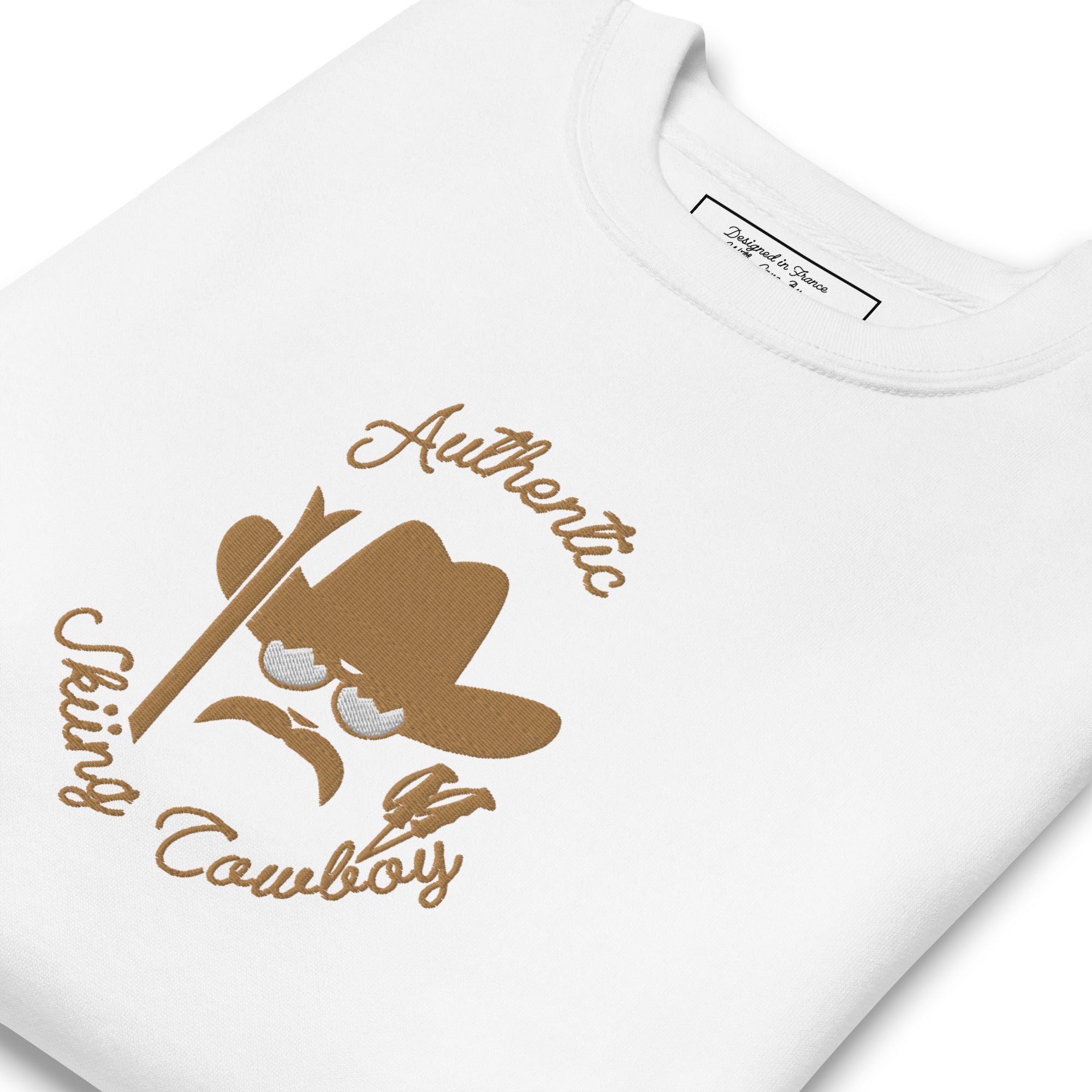 Unisex Premium Sweatshirt Authentic Skiing Cowboy large embroidered pattern