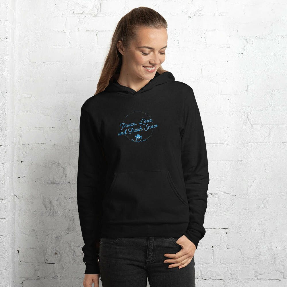 Unisex hoodie Peace, Love and Fresh Snow