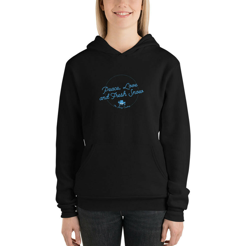 Unisex hoodie Peace, Love and Fresh Snow