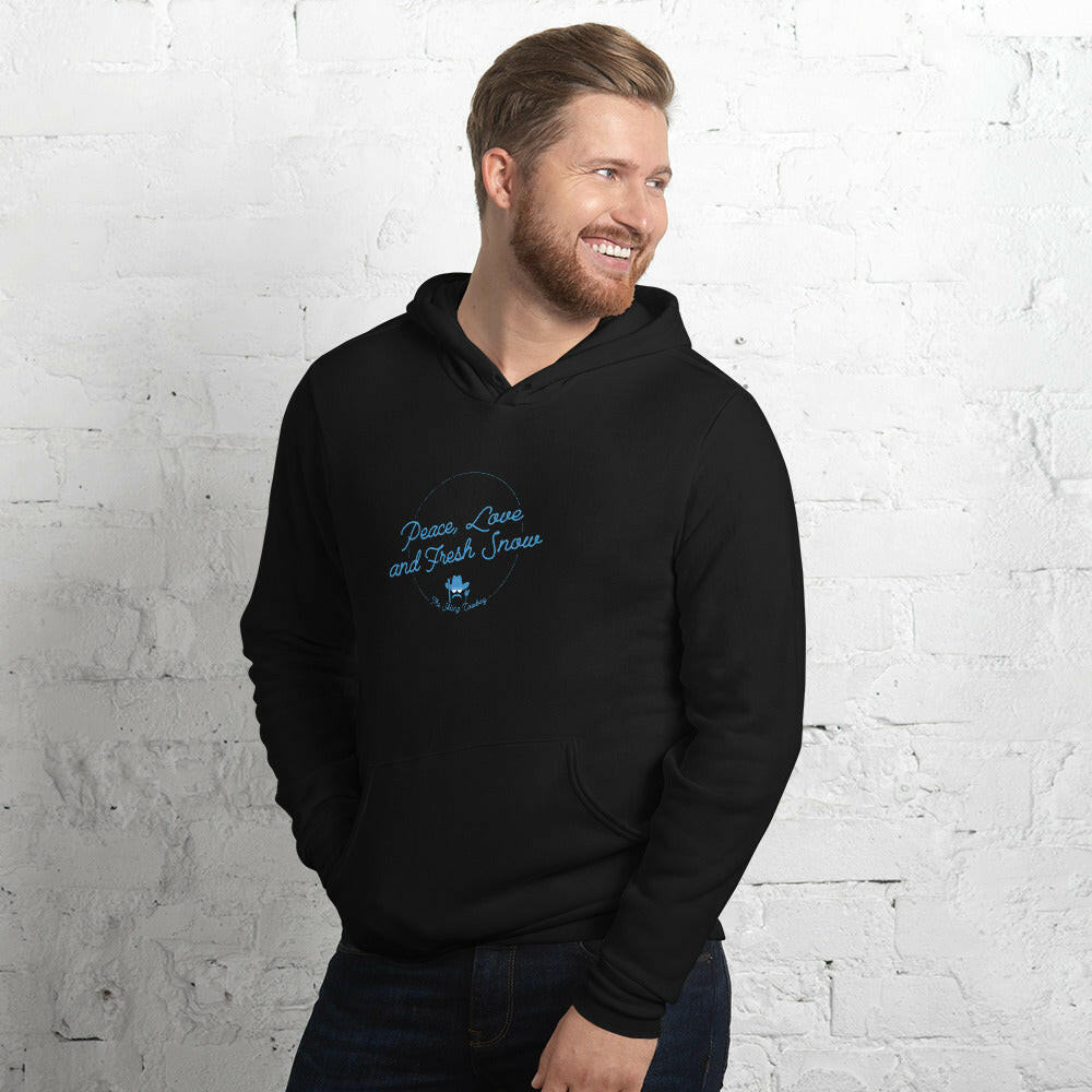 Unisex hoodie Peace, Love and Fresh Snow