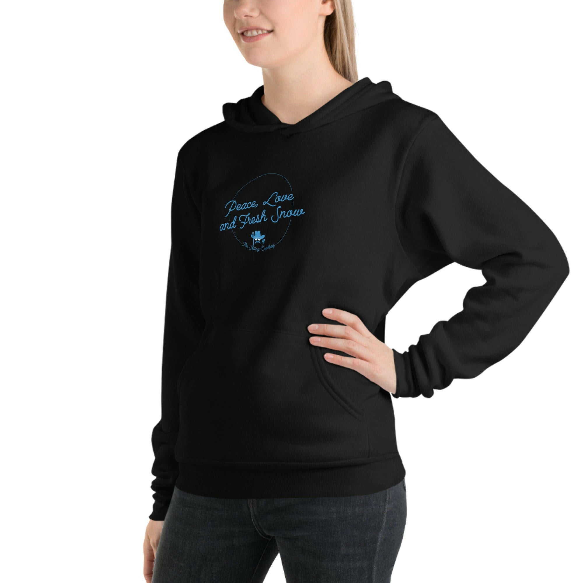 Unisex hoodie Peace, Love and Fresh Snow