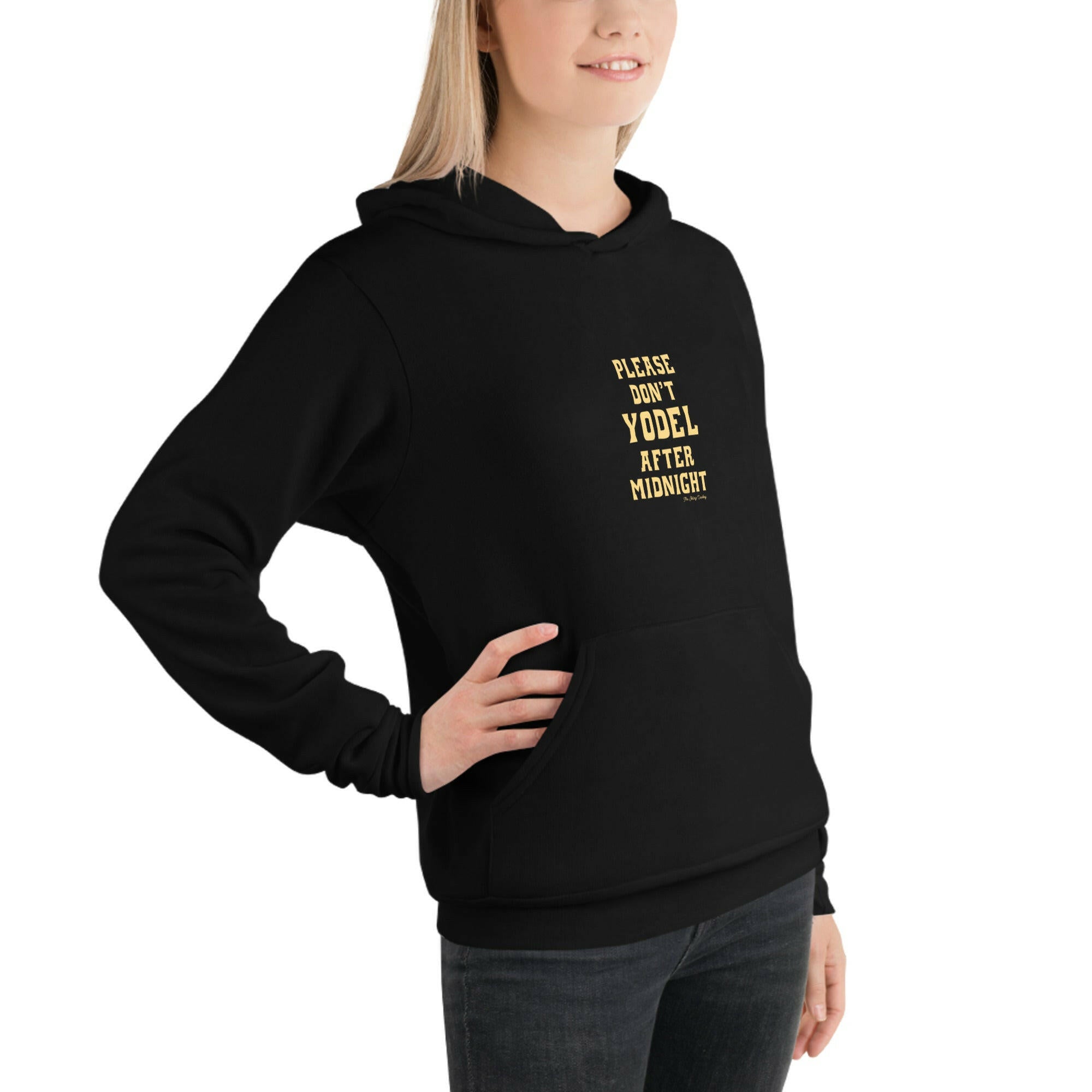 Unisex hoodie Don't Yodel After Midnight Light Text
