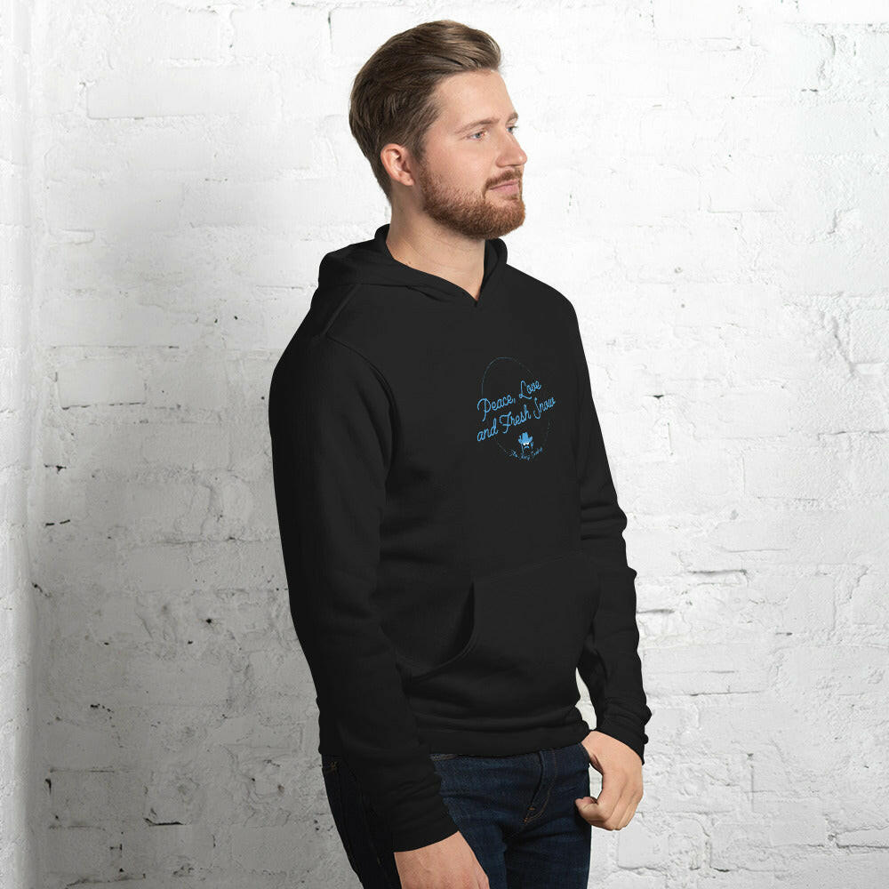 Unisex hoodie Peace, Love and Fresh Snow
