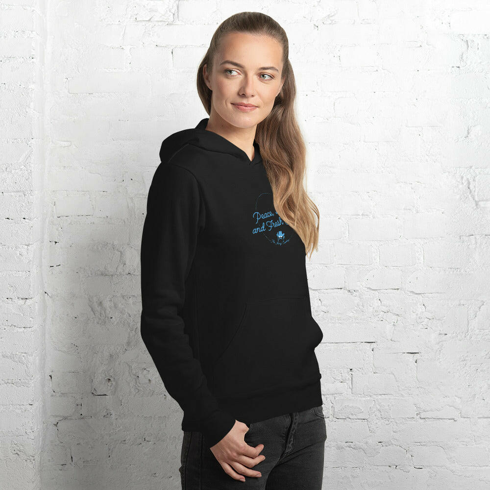 Unisex hoodie Peace, Love and Fresh Snow