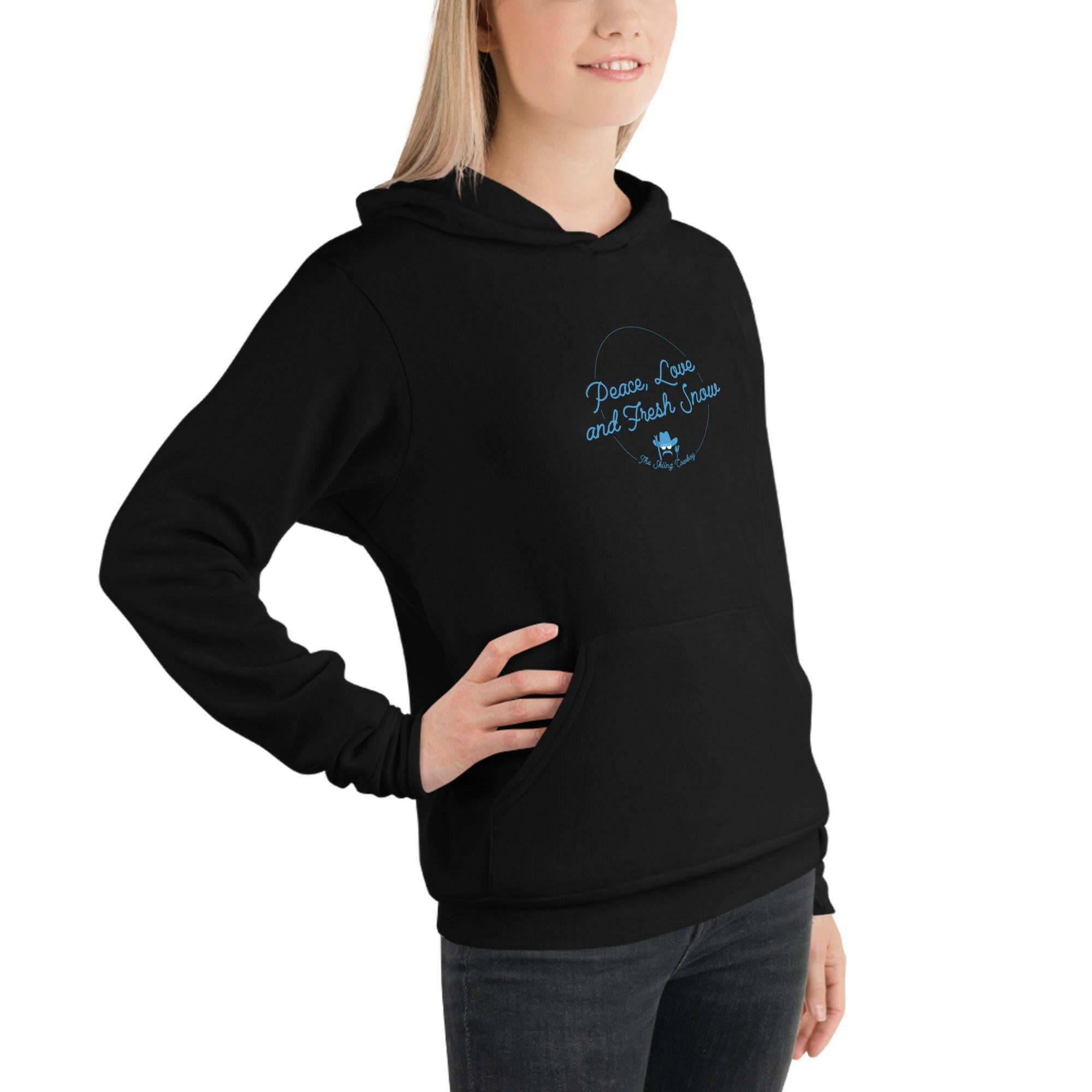 Unisex hoodie Peace, Love and Fresh Snow