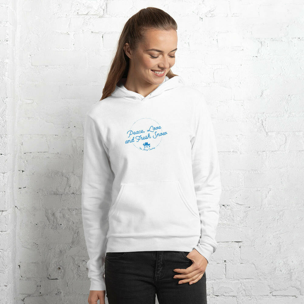 Unisex hoodie Peace, Love and Fresh Snow